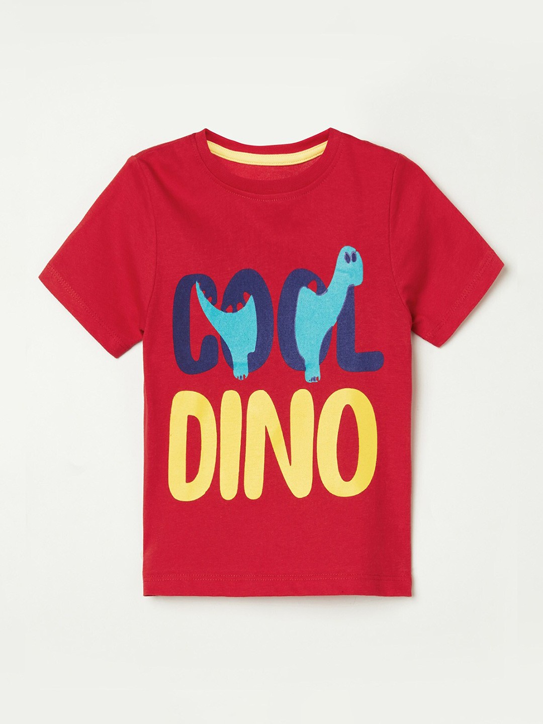 

Juniors by Lifestyle Boys Red Printed Pure Cotton Raw Edge T-shirt