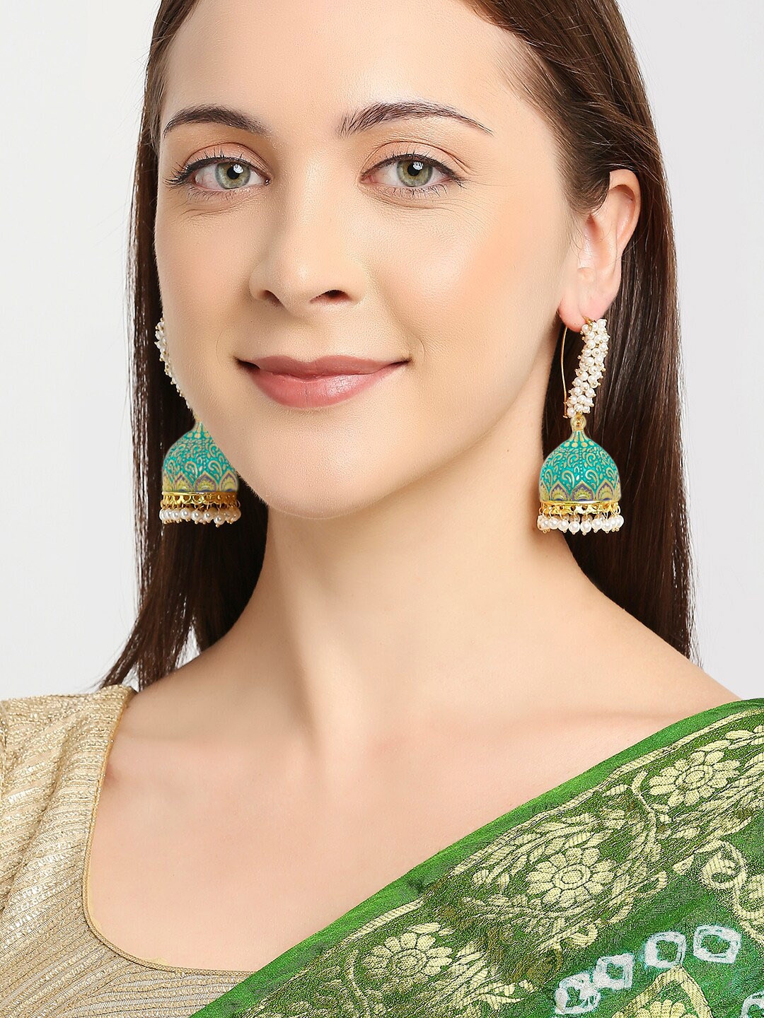 

OOMPH Blue Dome Shaped Jhumkas Earrings