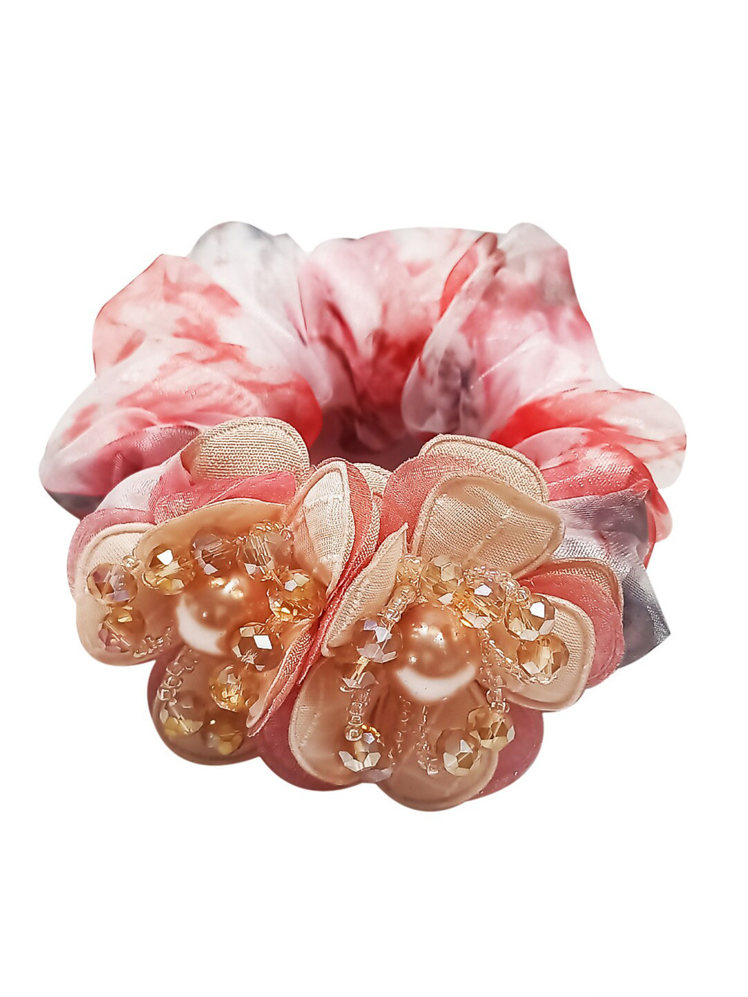 

OOMPH Women Pink & Cream-Coloured Embellished Ponytail Holders