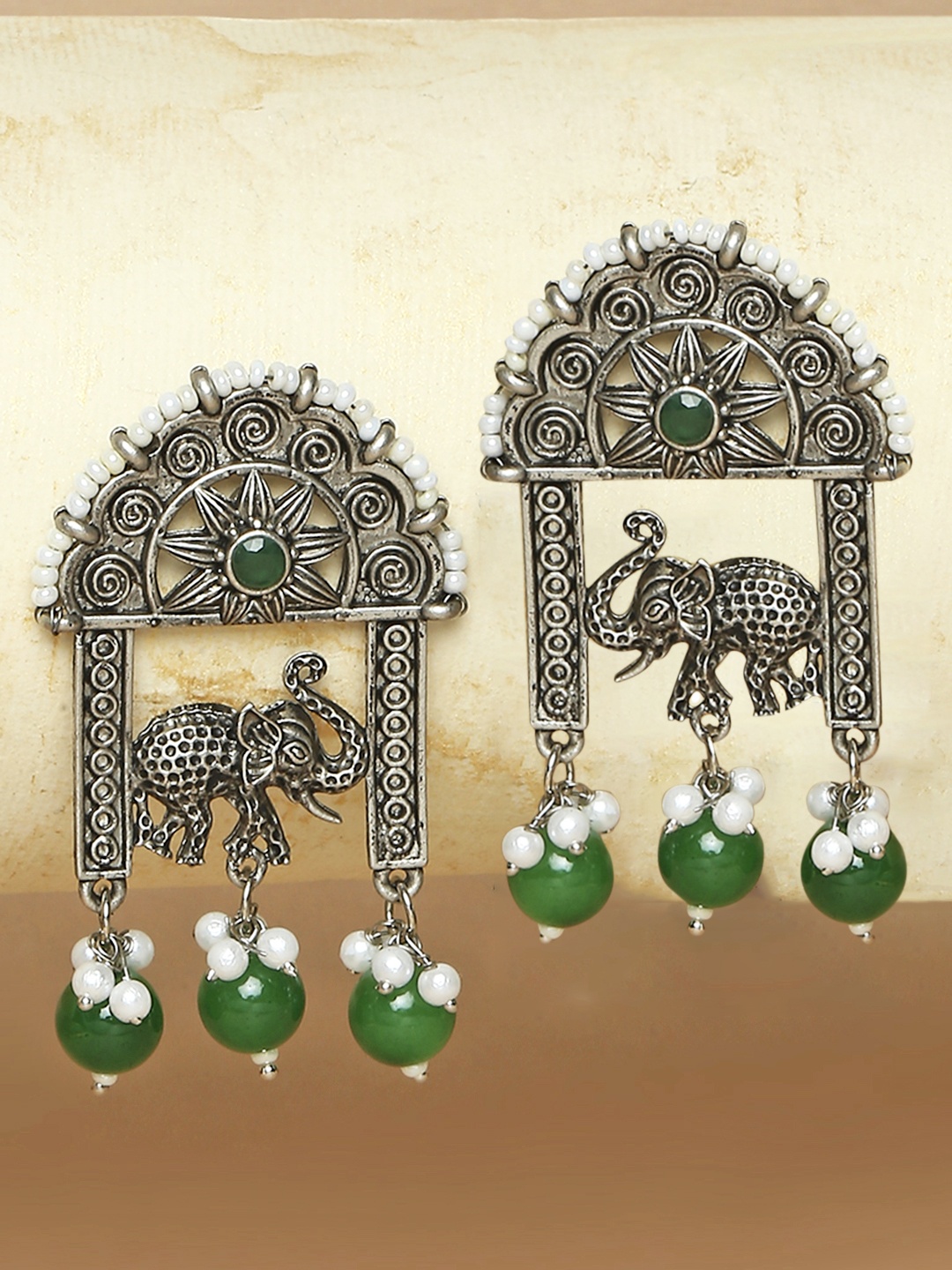 

OOMPH Green Animal Shaped Drop Earrings