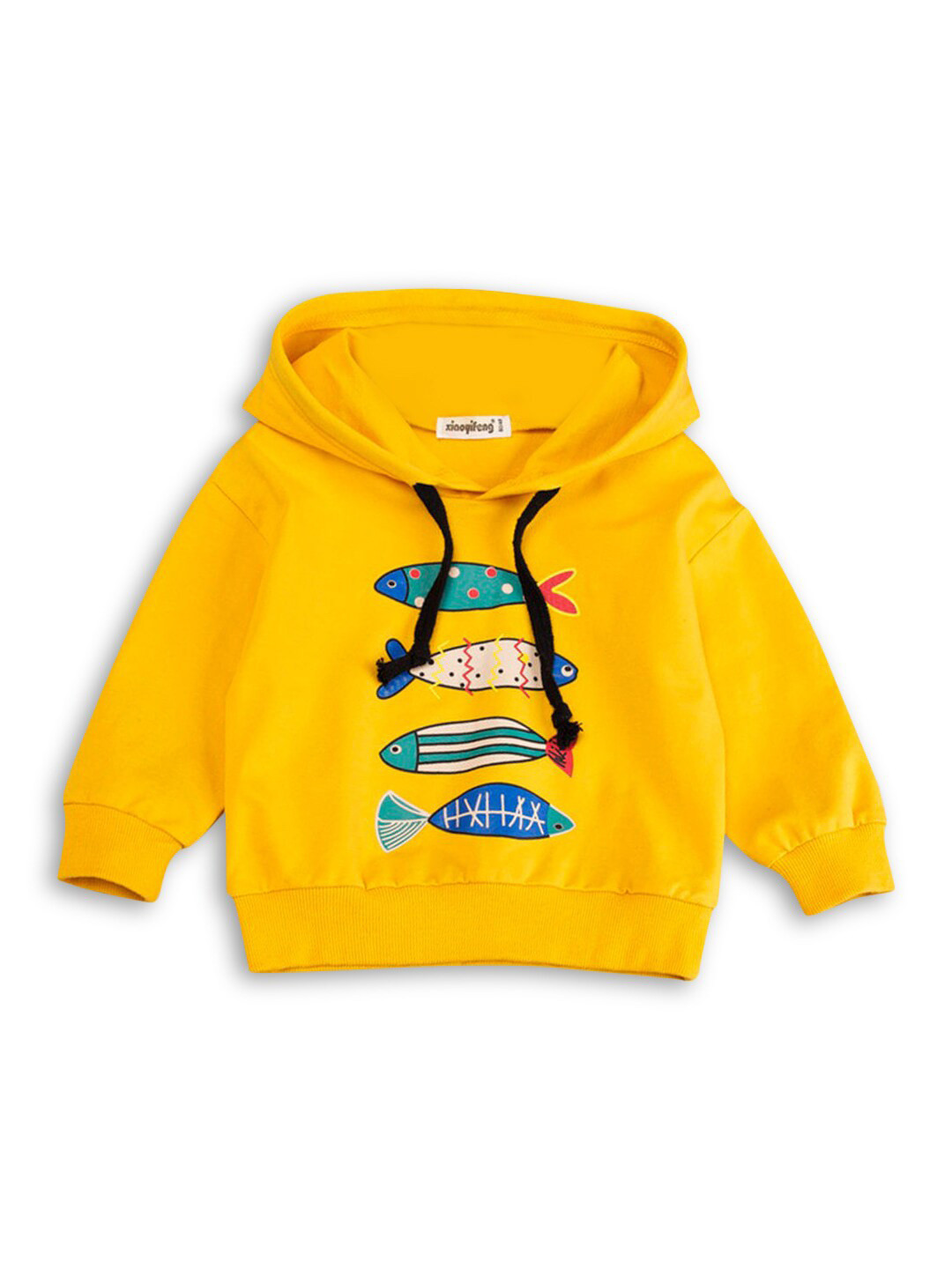 

Hopscotch Boys Yellow Printed Hooded Sweatshirt