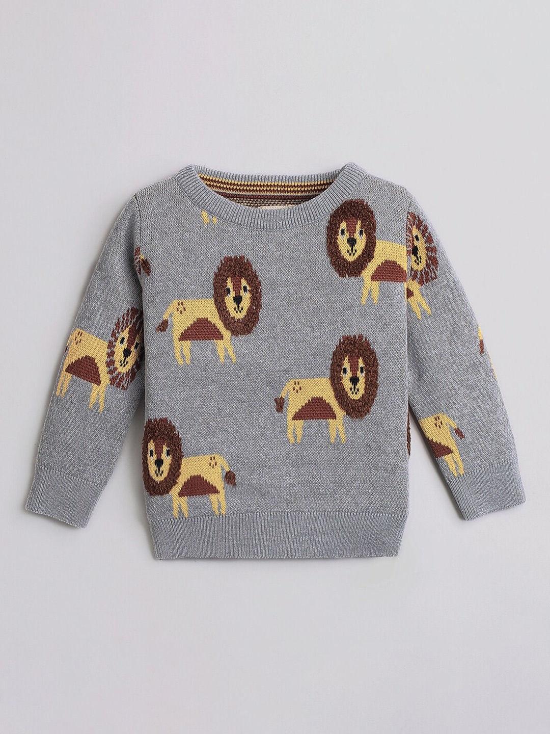 

Hopscotch Boys Grey & Yellow Printed Pullover