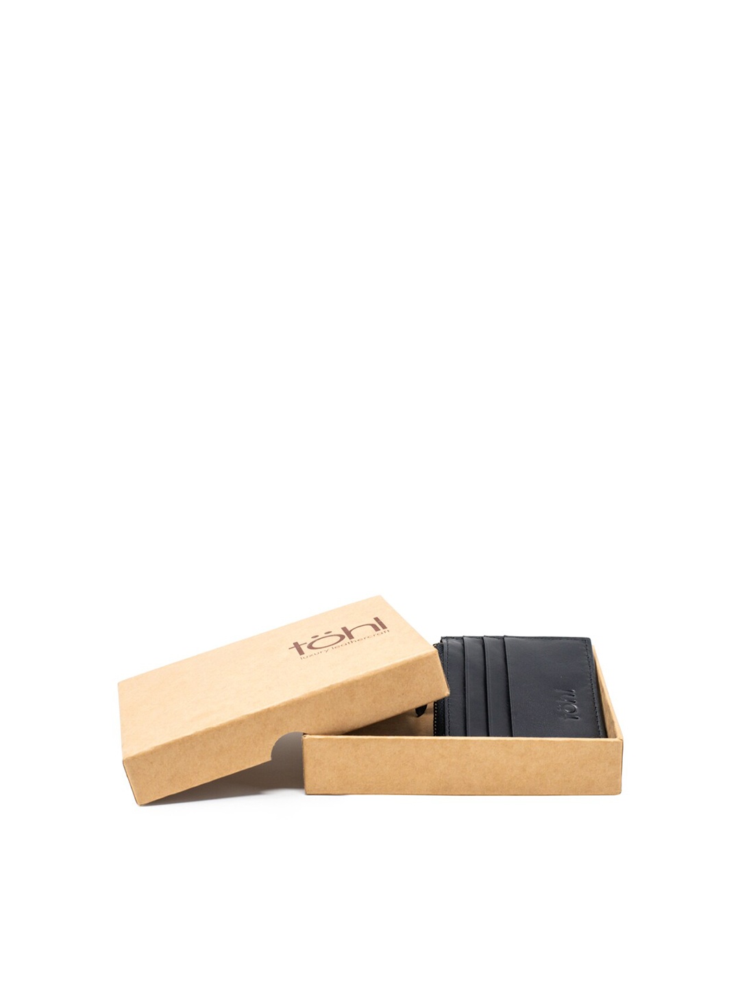 

tohl Men Black & Gold-Toned Leather Card Holder
