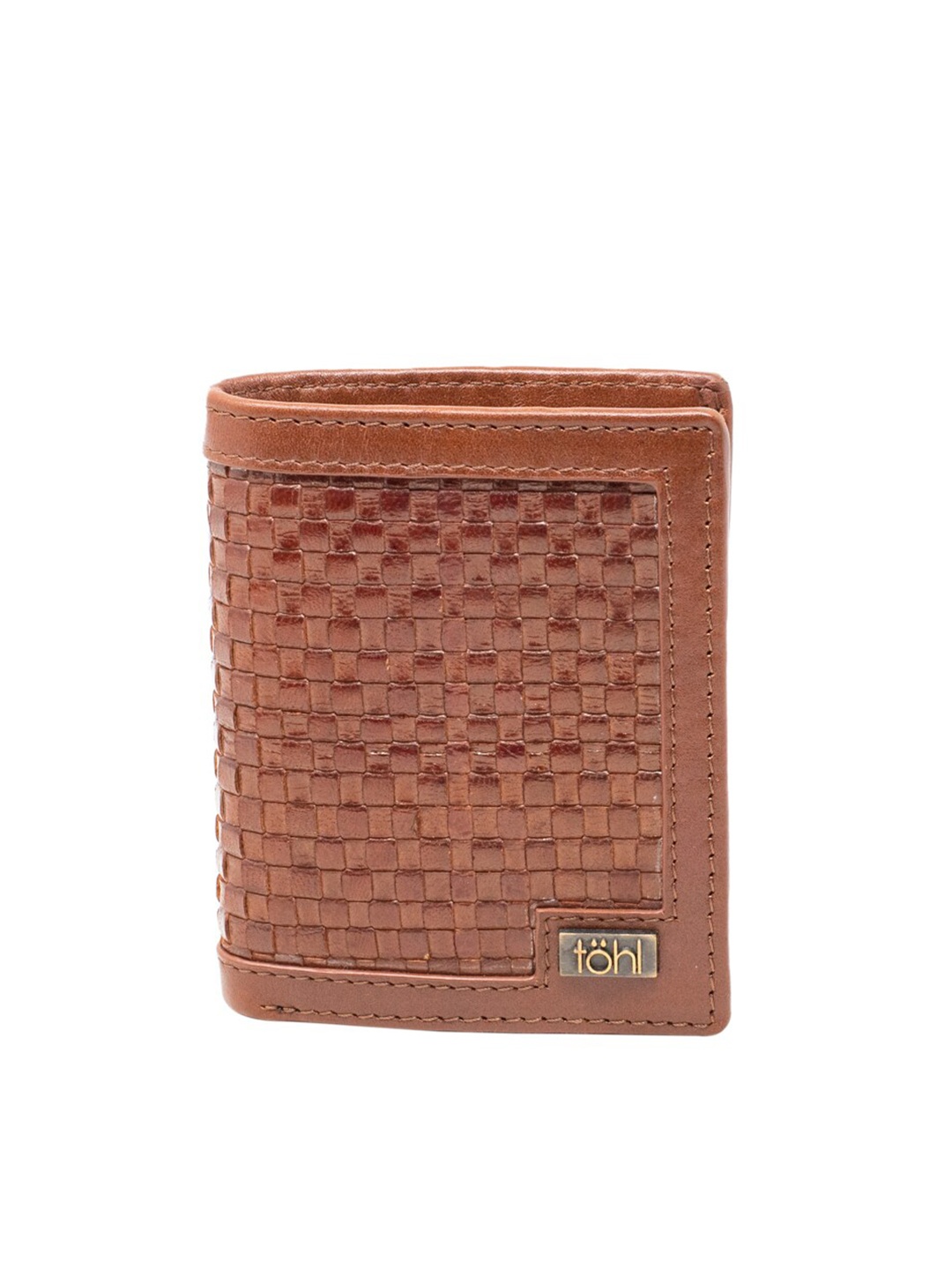 

tohl Men Tan Textured Leather Two Fold Wallet