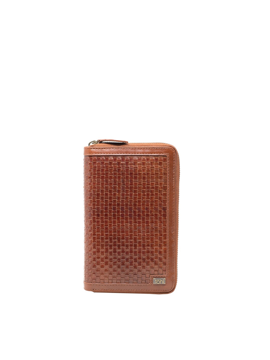 

tohl Men Tan Printed Leather Passport Holder with Passport Holder
