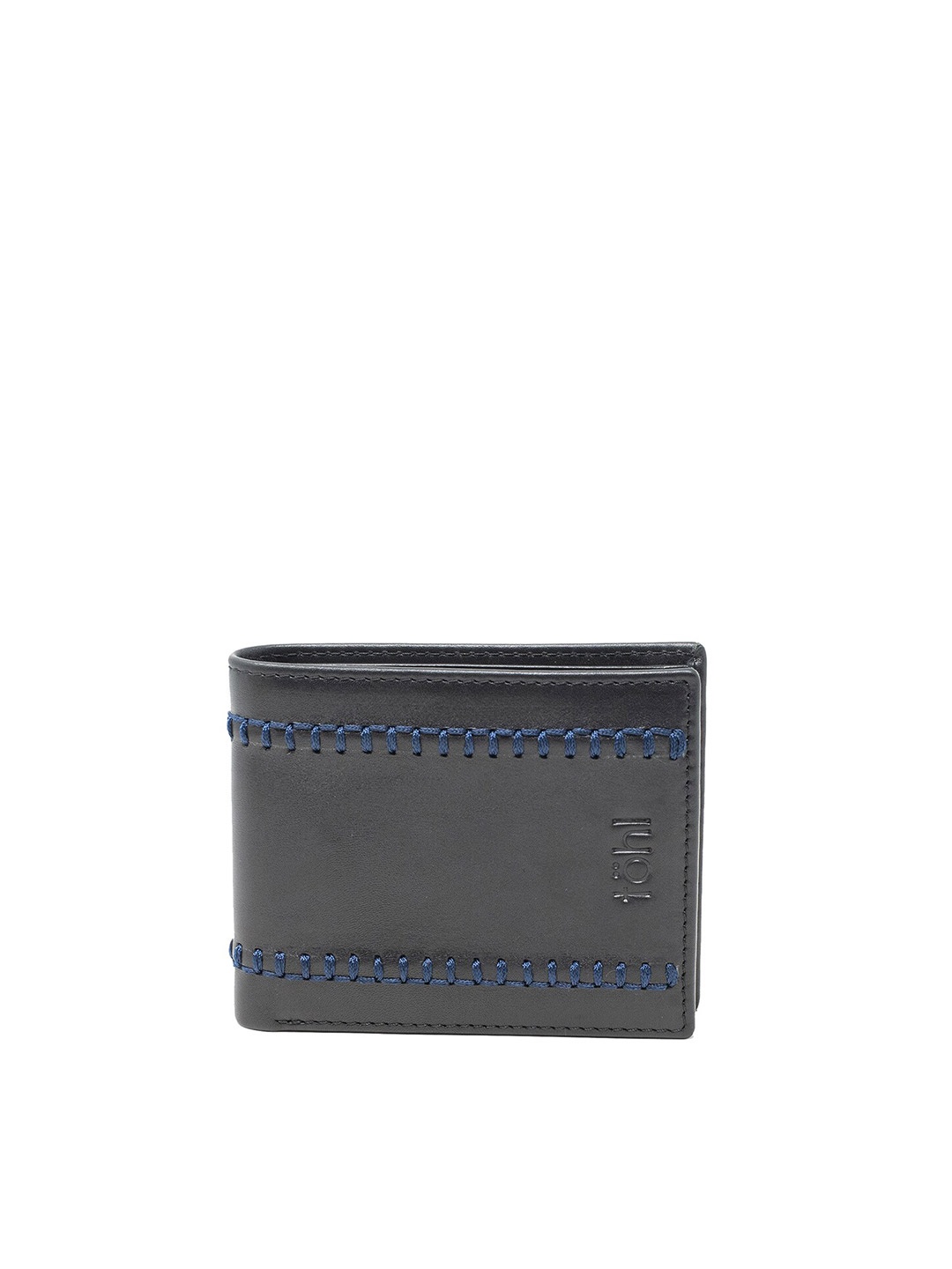 

tohl Men Black Leather Two Fold Wallet