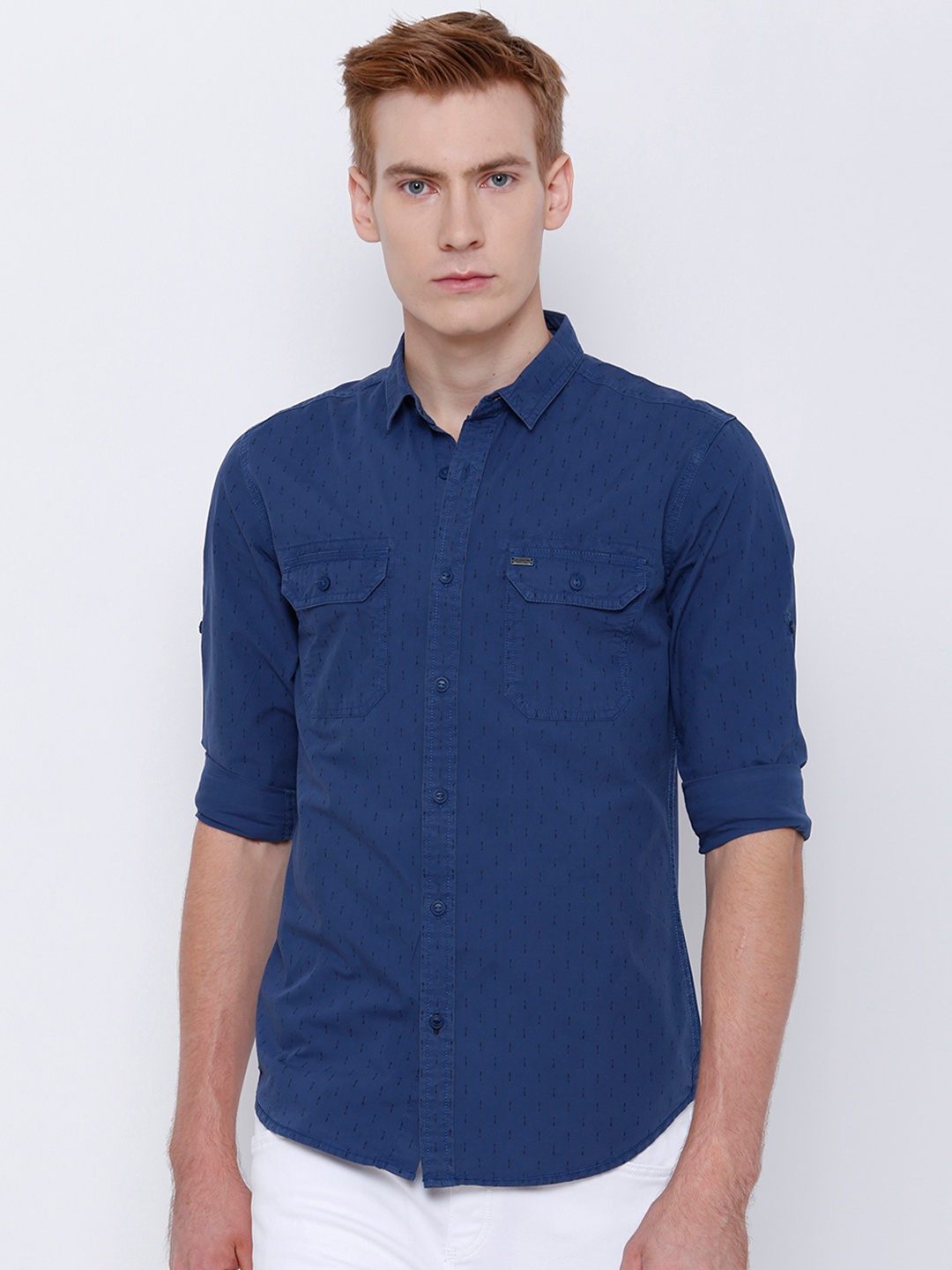 

LOCOMOTIVE Men Blue Slim Fit Printed Casual Shirt