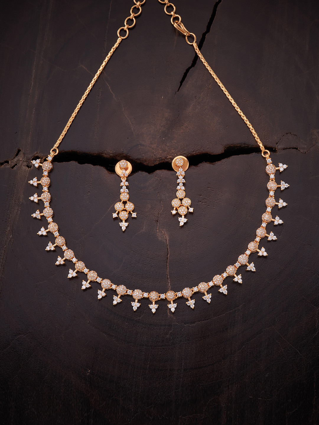 

Kushal's Fashion Jewellery Gold-Plated White Cubic Zirconia Studded Jewellery Set