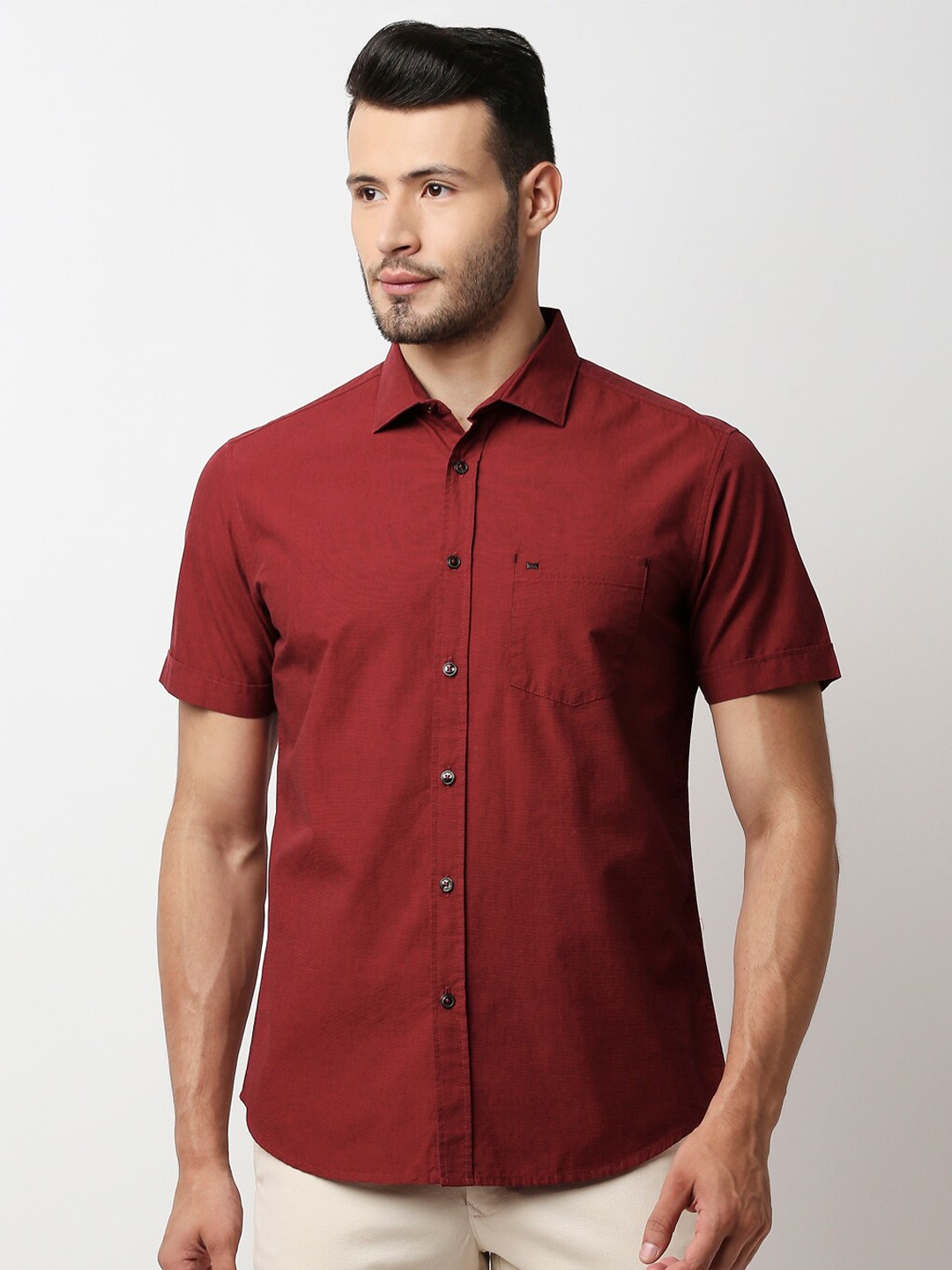 

Basics Men Red Slim Fit Casual Shirt