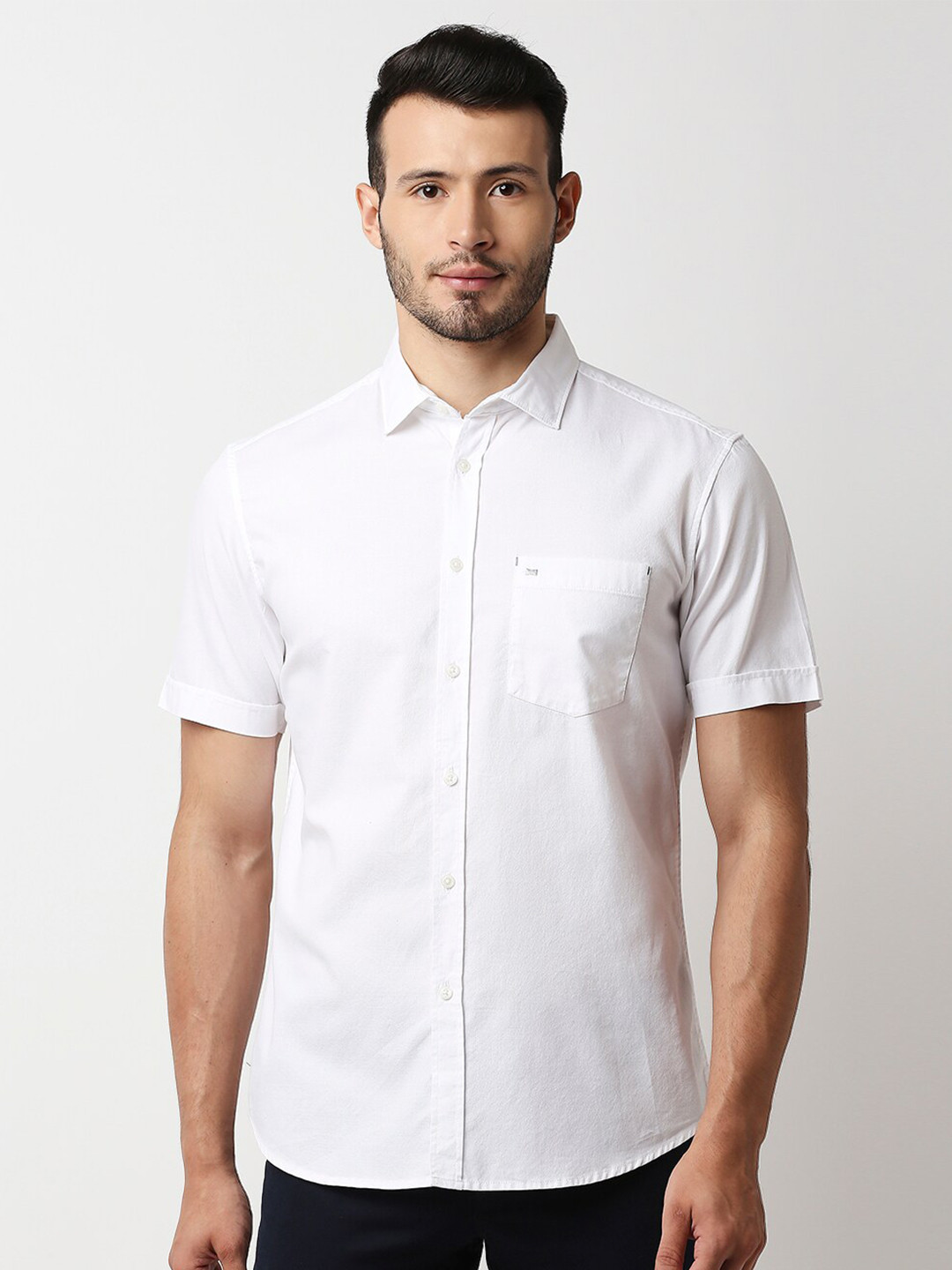 

Basics Men White Slim Fit Casual Shirt