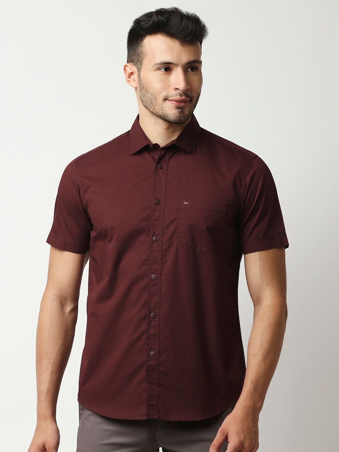 

Basics Men Maroon Slim Fit Casual Shirt