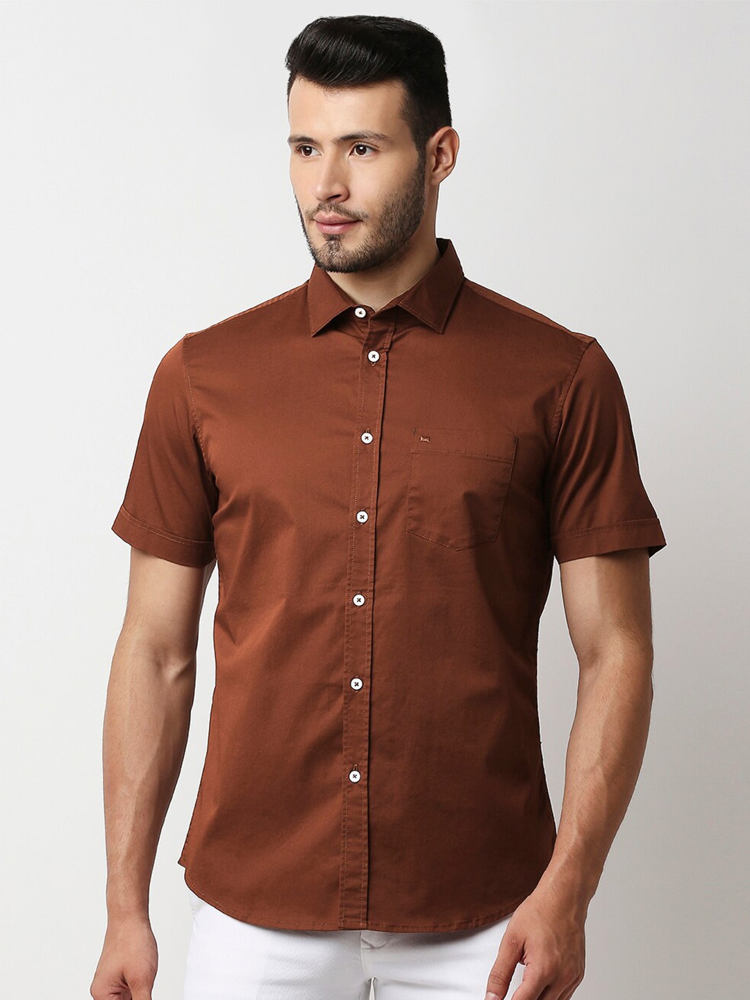 

Basics Men Brown Slim Fit Casual Shirt