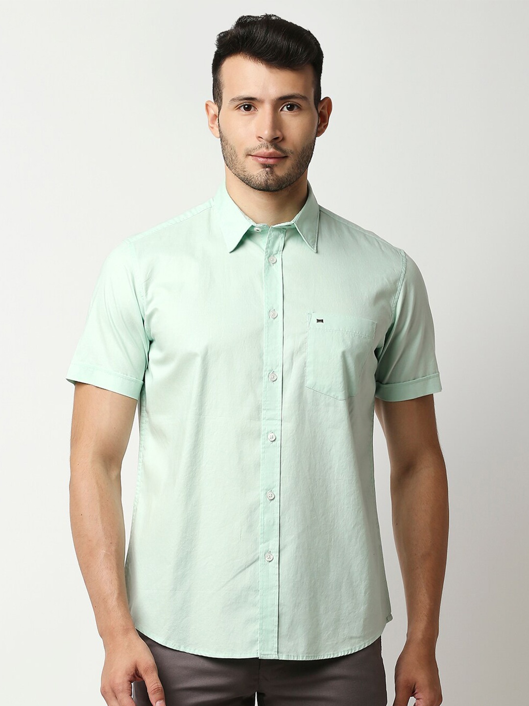 

Basics Men Green Slim Fit Casual Shirt