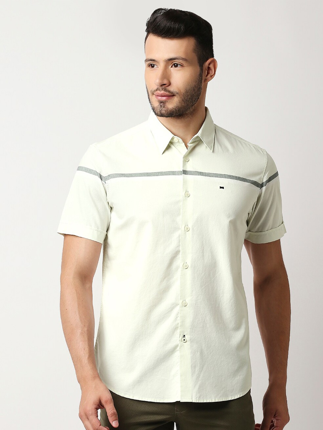 

Basics Men Green Slim Fit Casual Shirt
