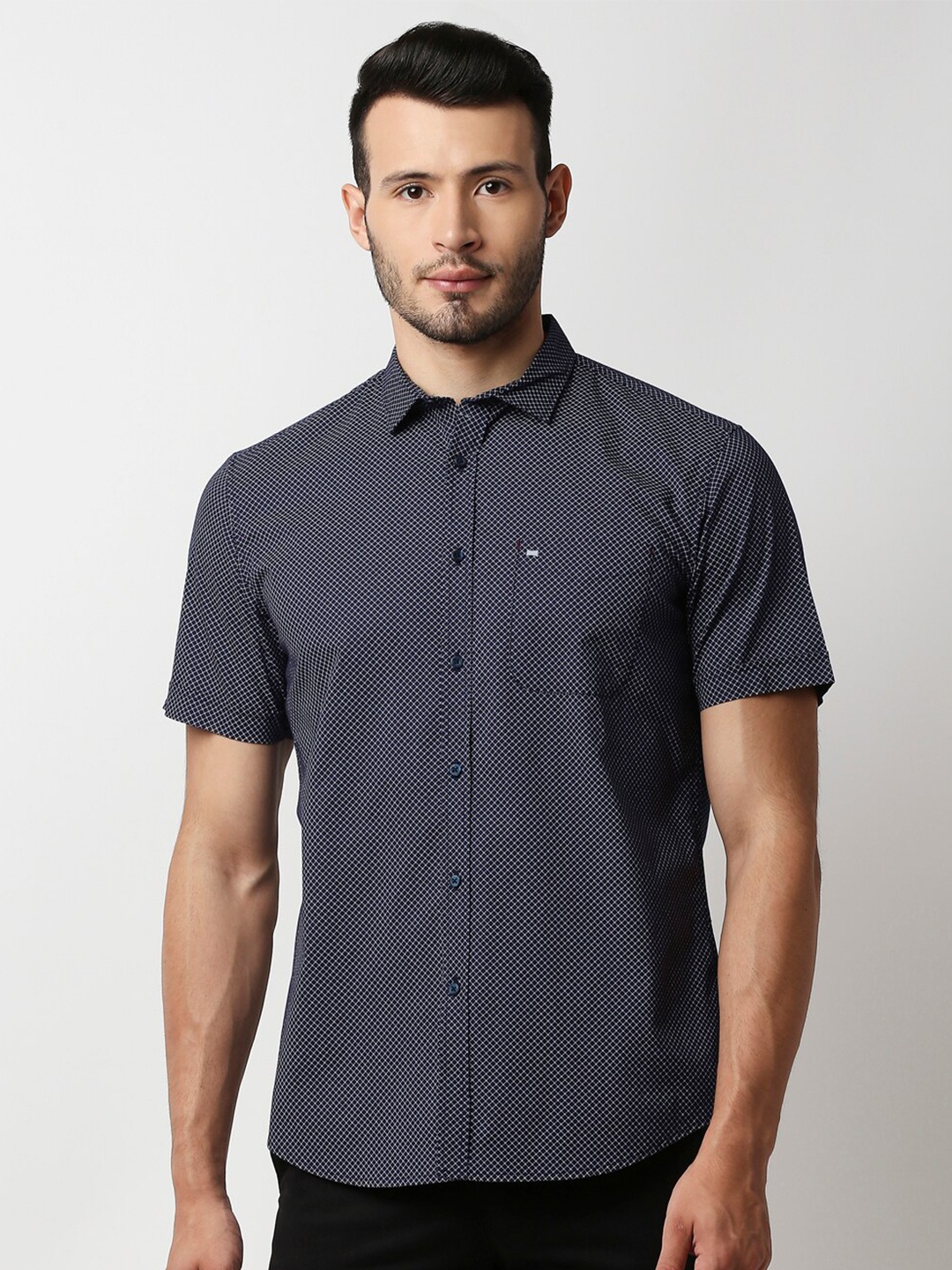 

Basics Men Purple Slim Fit Printed Casual Shirt