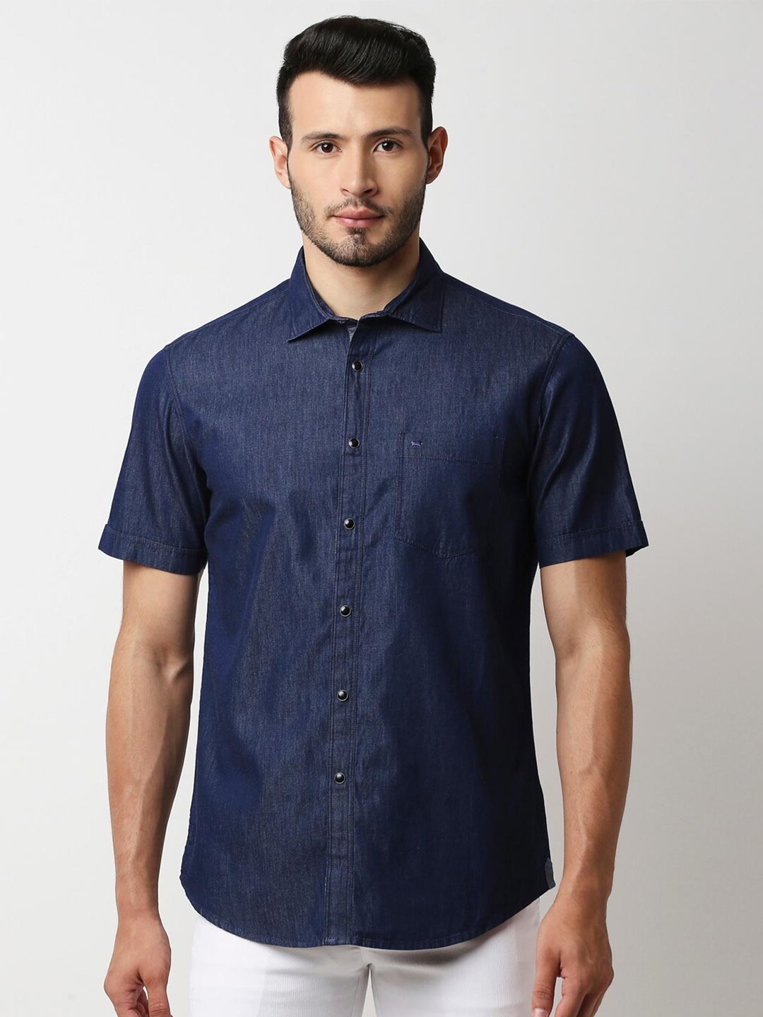 

Basics Men Blue Slim Fit Casual Shirt