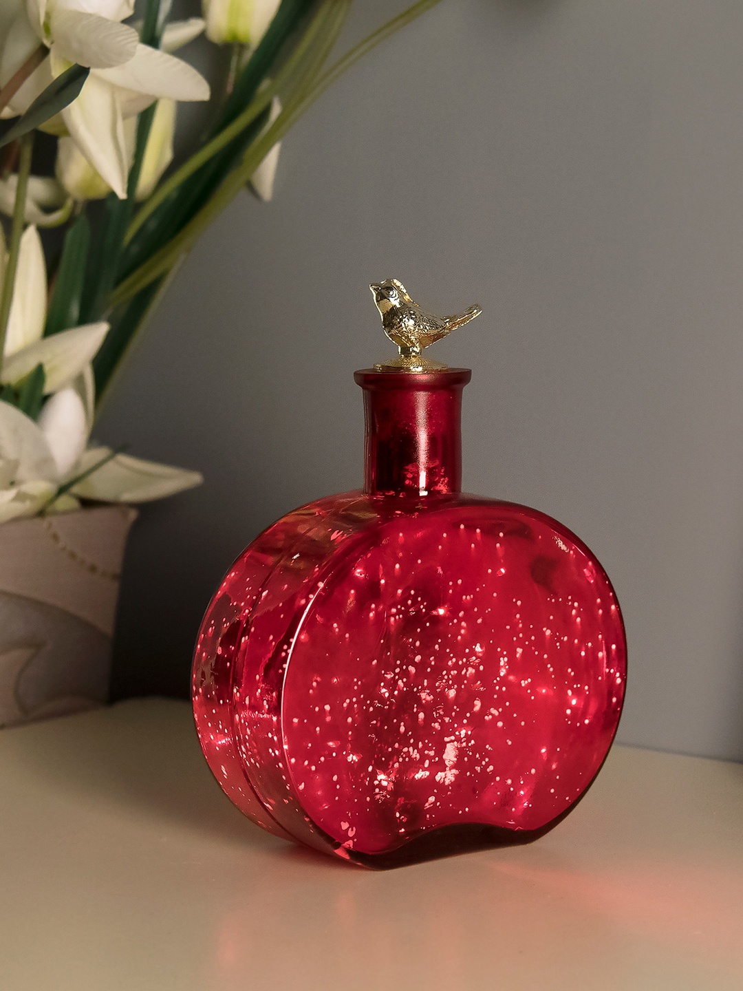 

Homesake Red Glass Bottle Table Lamp
