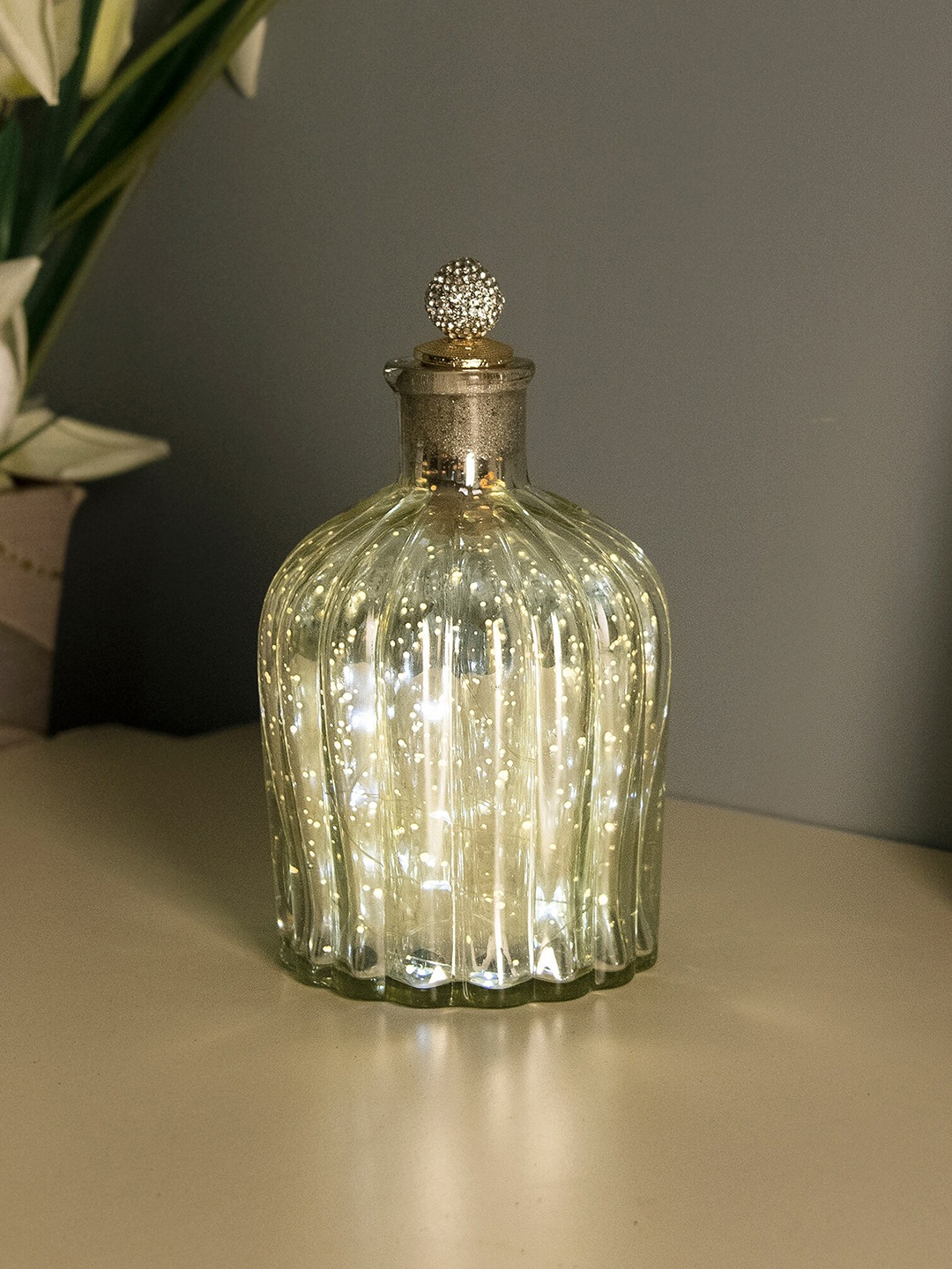 

Homesake Silver Glass Bottle Table Lamp