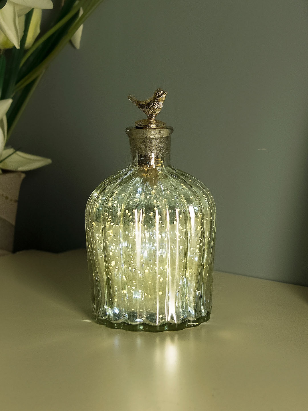 

Homesake Silver Glass Bottle Table Lamp