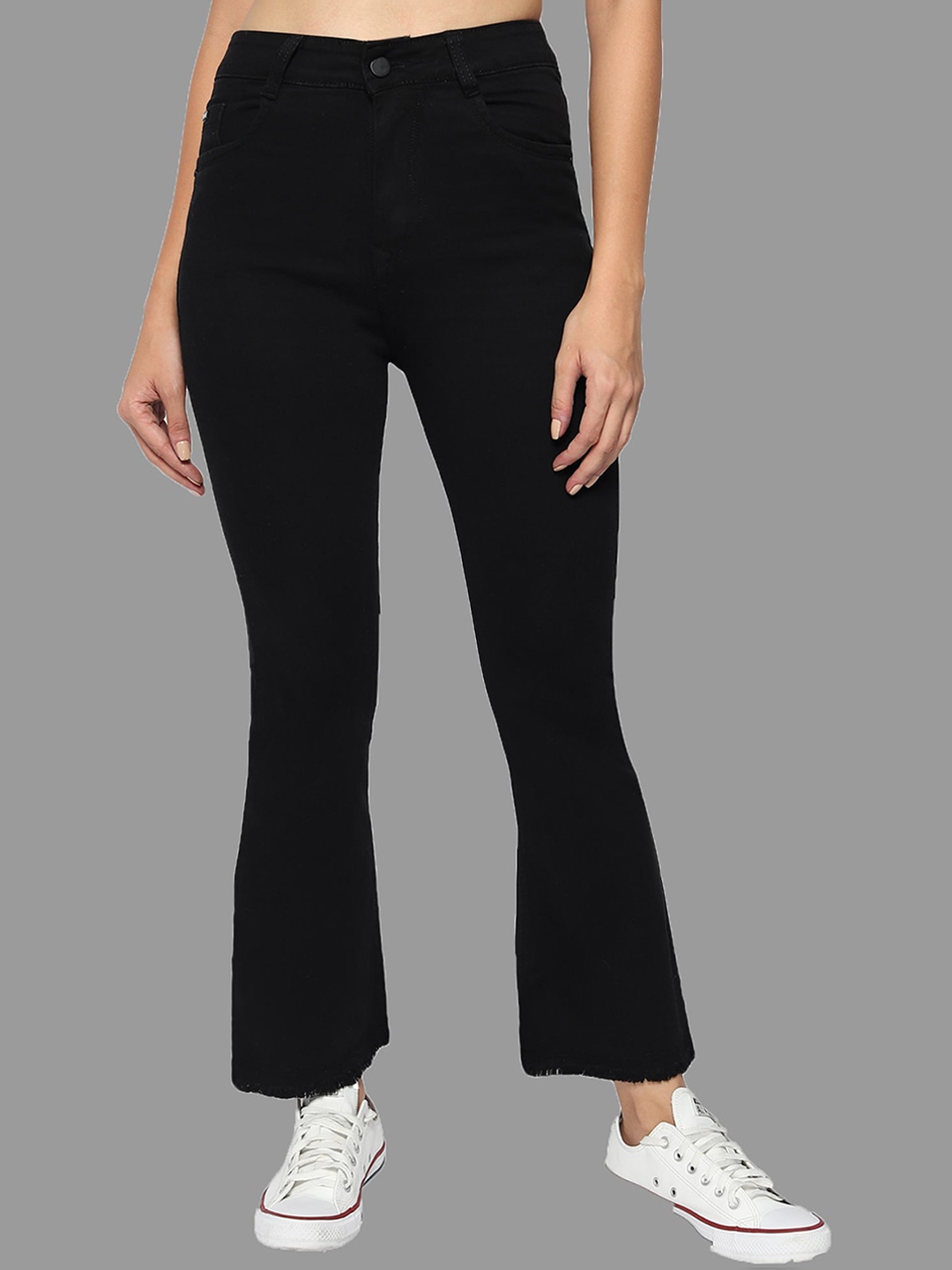 

LIVE OK Women Black Bootcut High-Rise Jeans