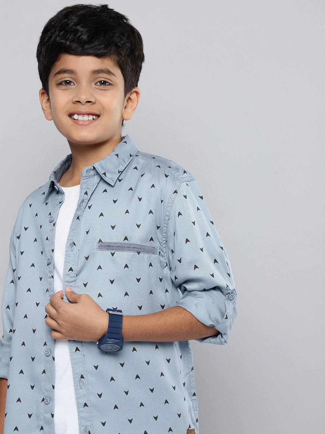 

HERE&NOW Boys Blue Printed Casual Shirt