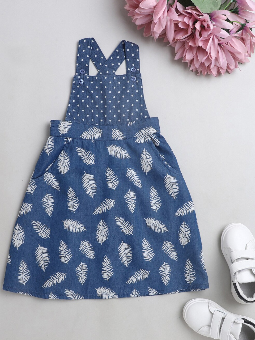 The Magic Wand Blue Floral Denim Dress