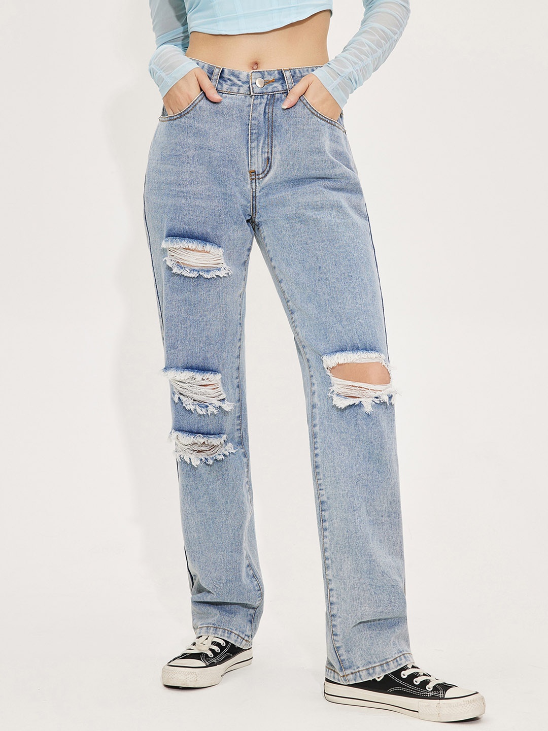 

URBANIC Women Blue Highly Distressed Jeans