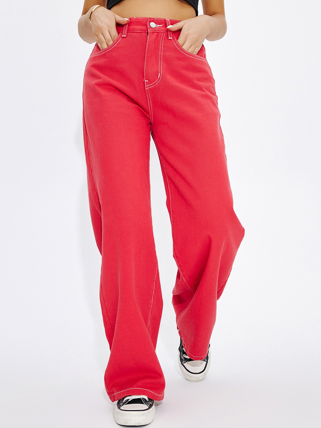 

URBANIC Women Red Relaxed Fit Jeans