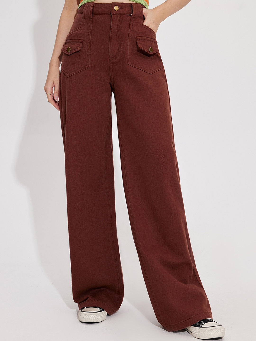 

URBANIC Women Brown Relaxed Fit Low Distress Jeans
