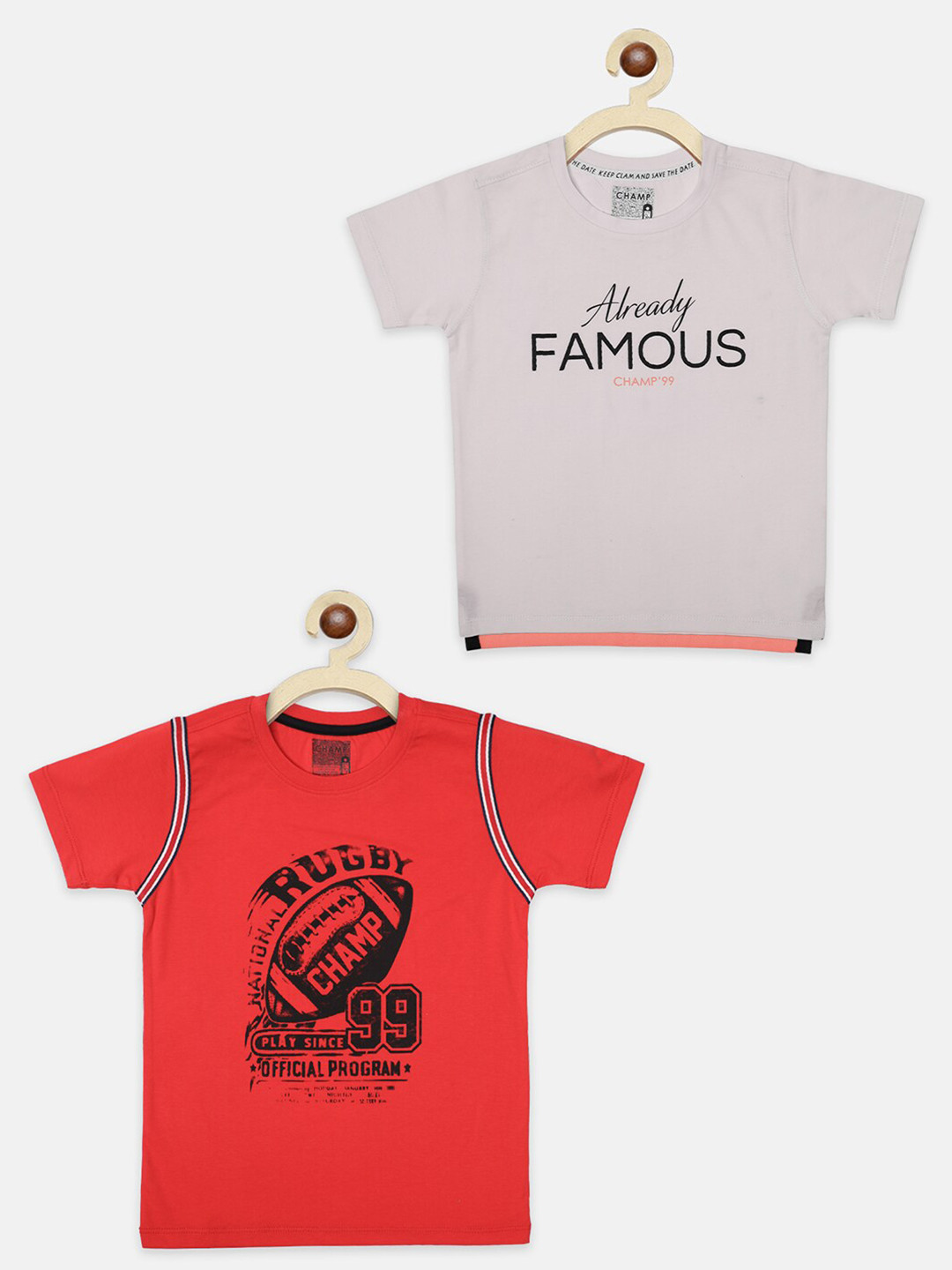 

AXM CHAMP Boys Red Typography 2 Printed Applique T-shirt