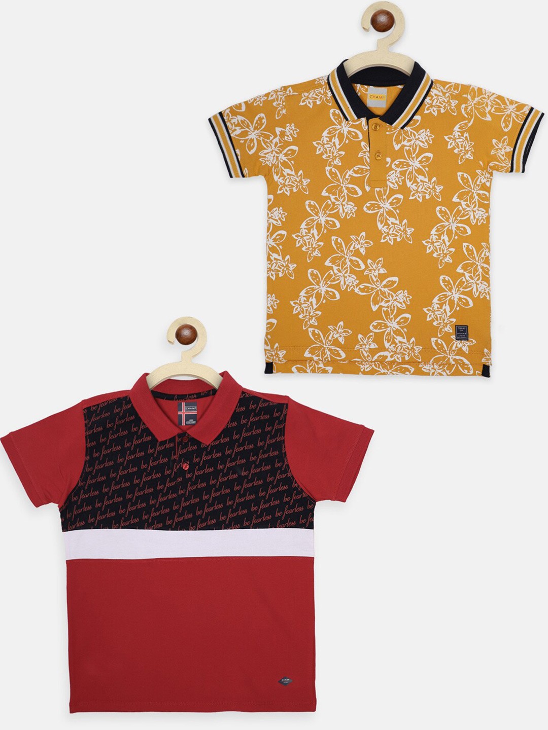 

AXM CHAMP Boys Yellow Floral 2 Printed Applique T-shirt