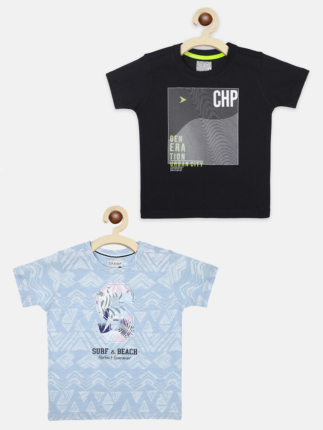 

AXM CHAMP Boys Blue Typography 2 Printed Applique T-shirt