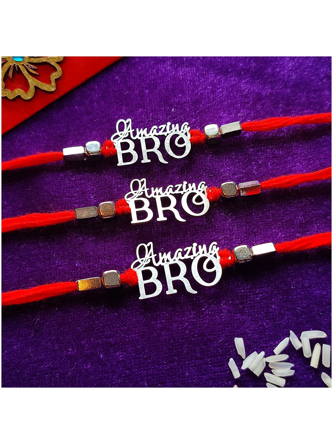 

CRAYTON Men Set Of 3 Red Amazing Bro Rakhi, Multi