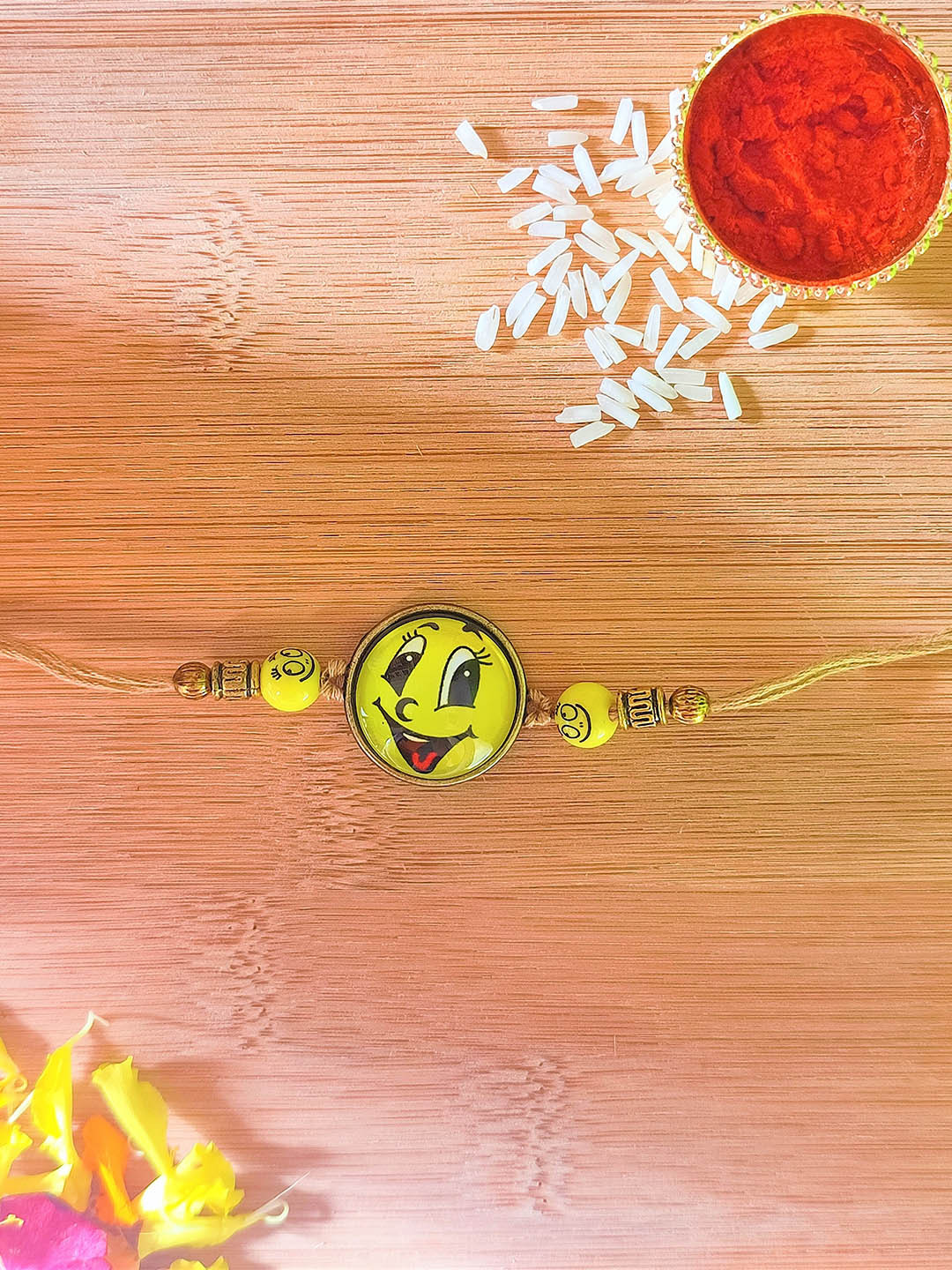 

CRAYTON Men Gold-Toned Beaded Yellow Designed Rakhi