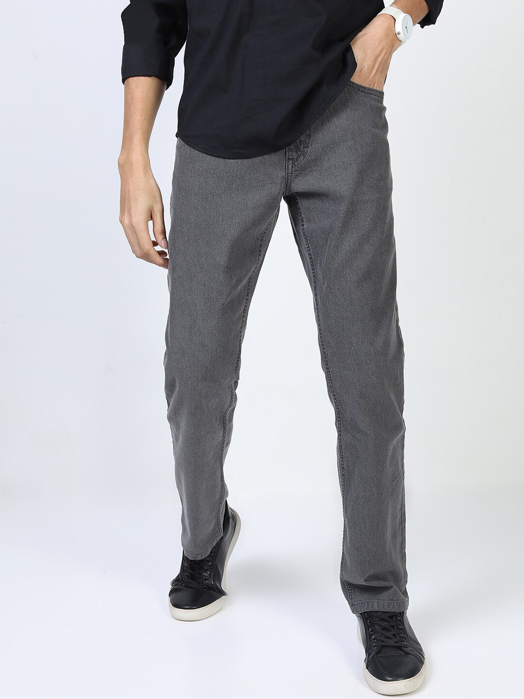 

KETCH Men Grey Straight Fit Clean Look Stretchable Jeans