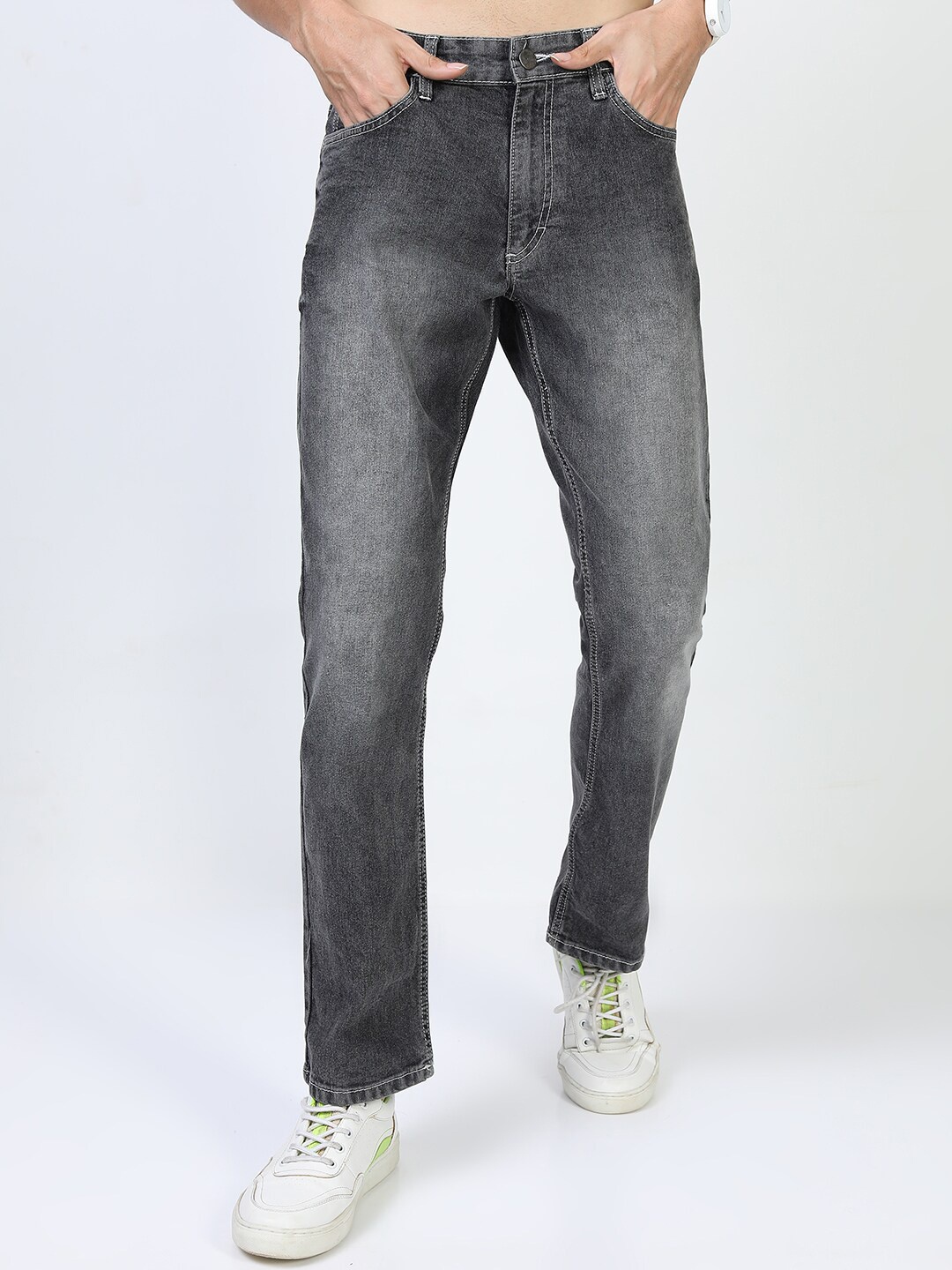 

KETCH Men Grey Straight Fit Clean look Light Fade Stretchable Jeans