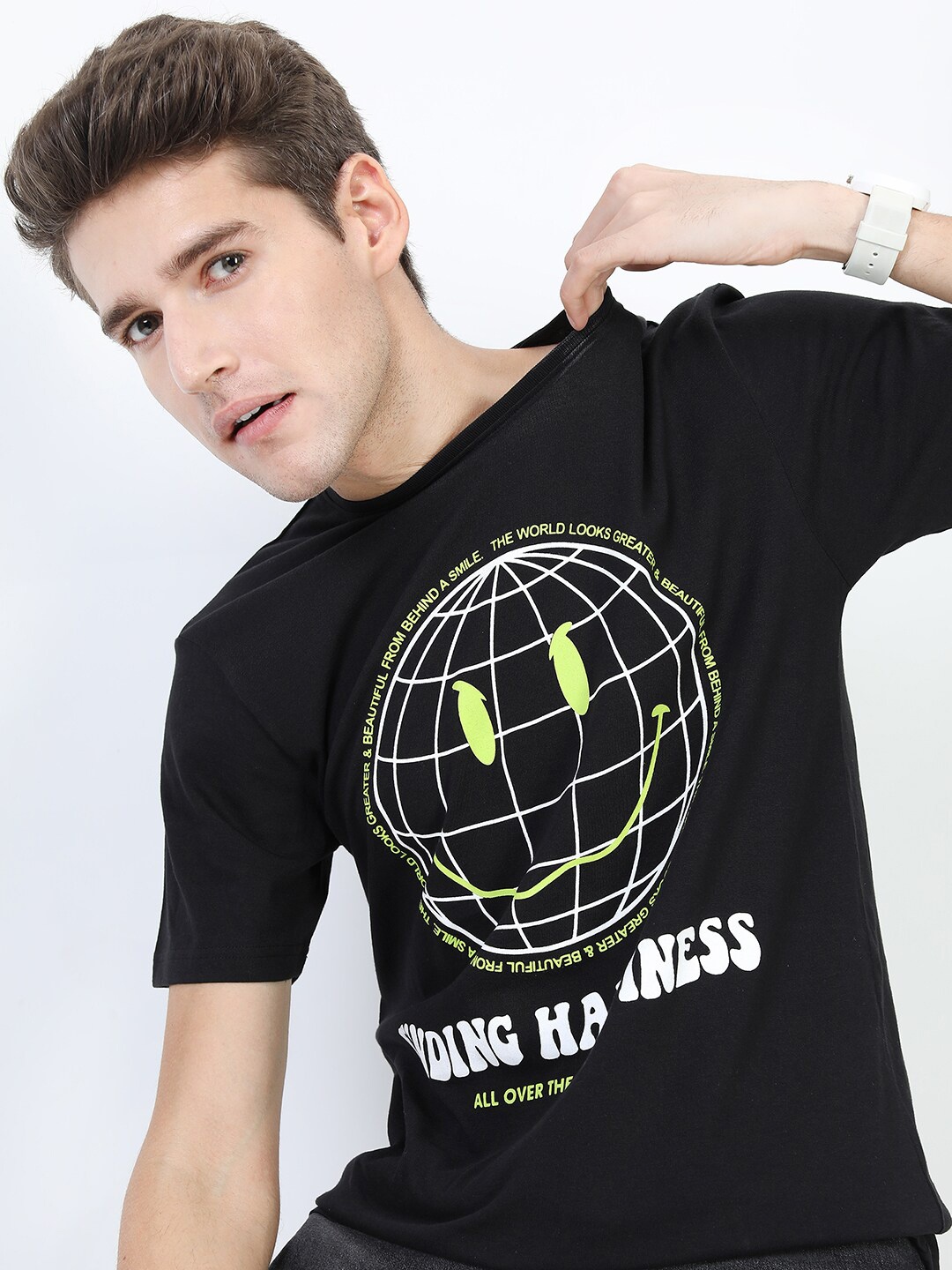 

KETCH Men Black Printed Round Slim Fit T-shirt