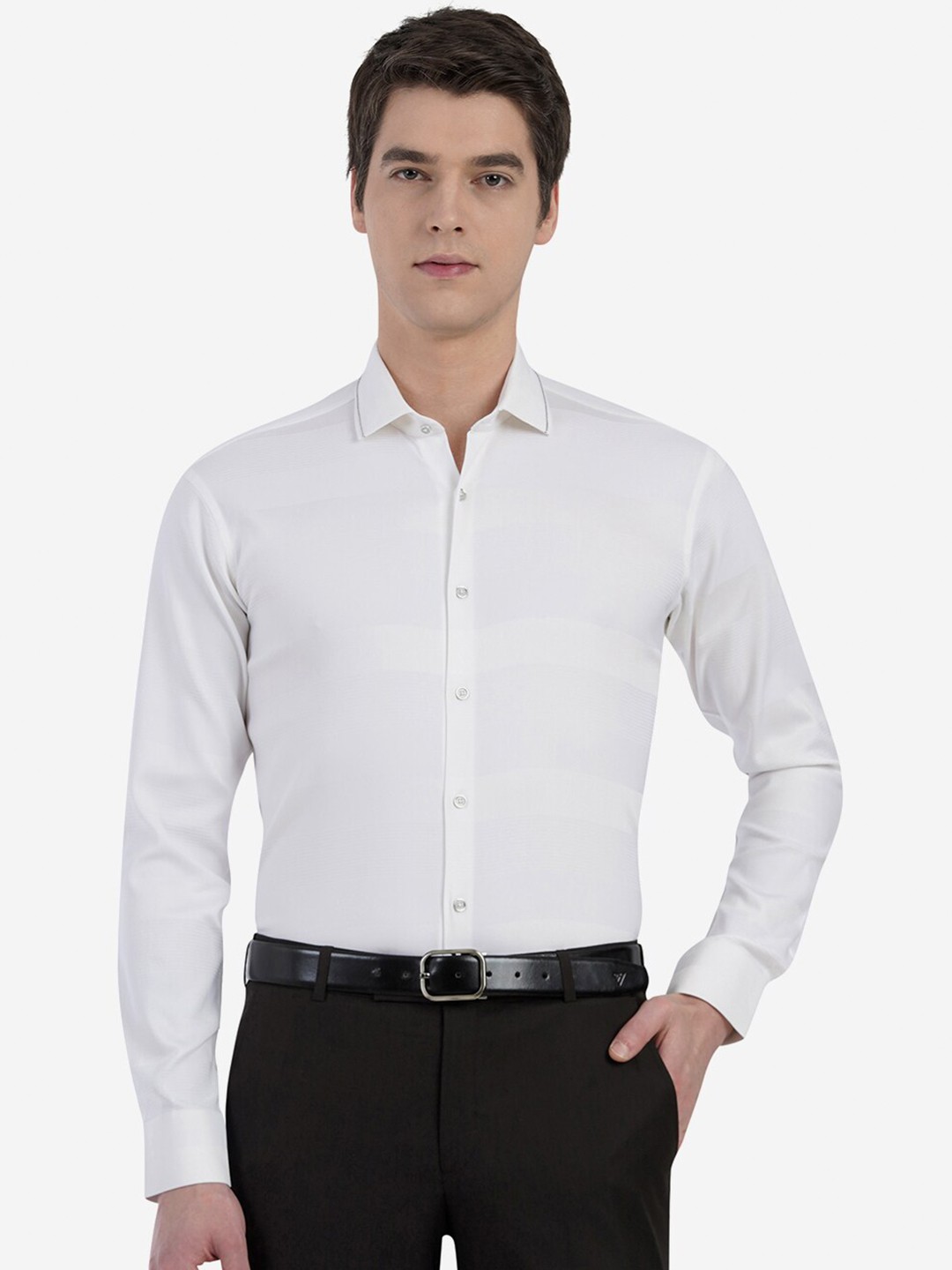 

JB STUDIO Men White Custom Slim Fit Casual Shirt