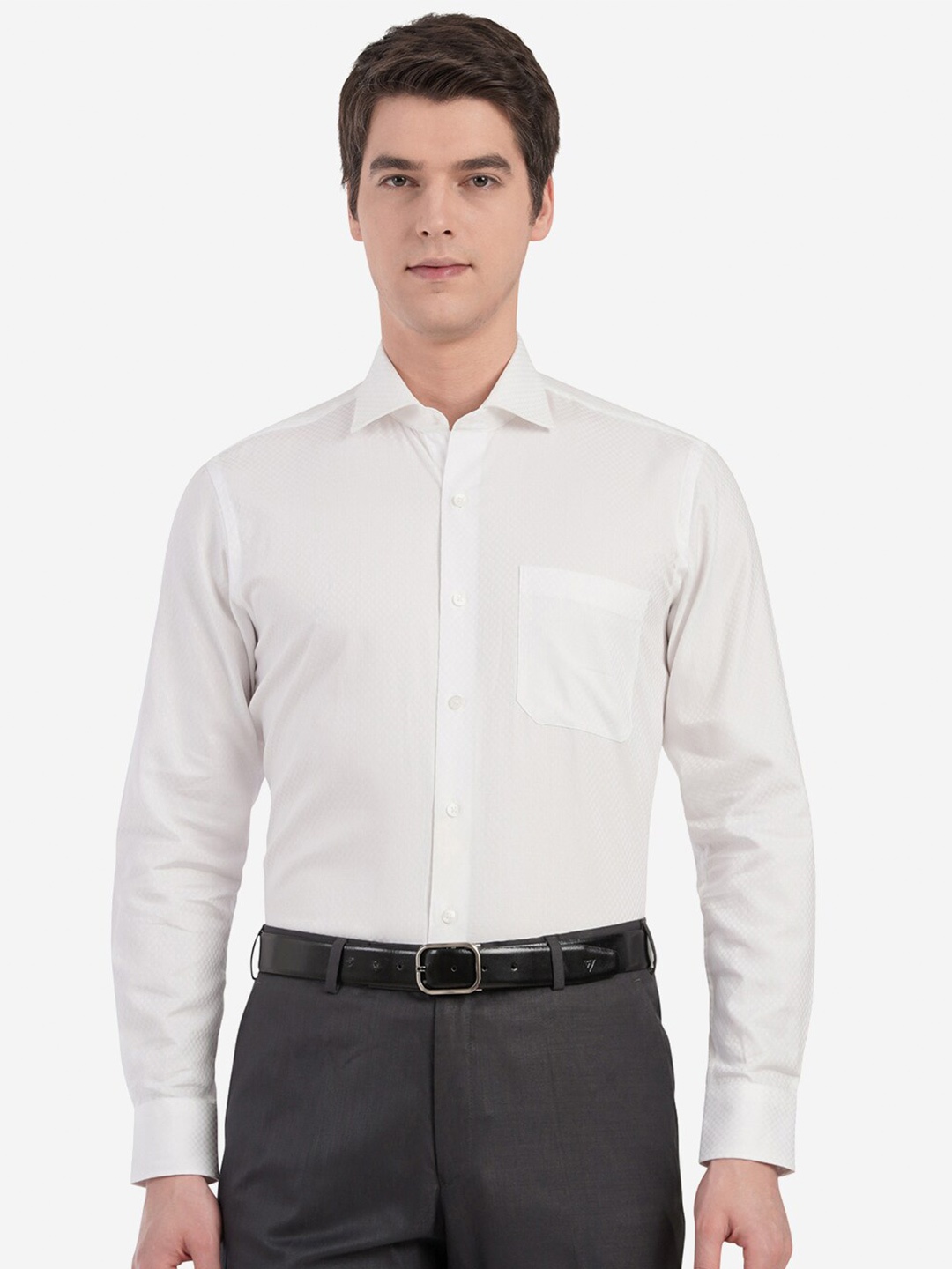 

METAL Men White Custom Slim Fit Casual Shirt
