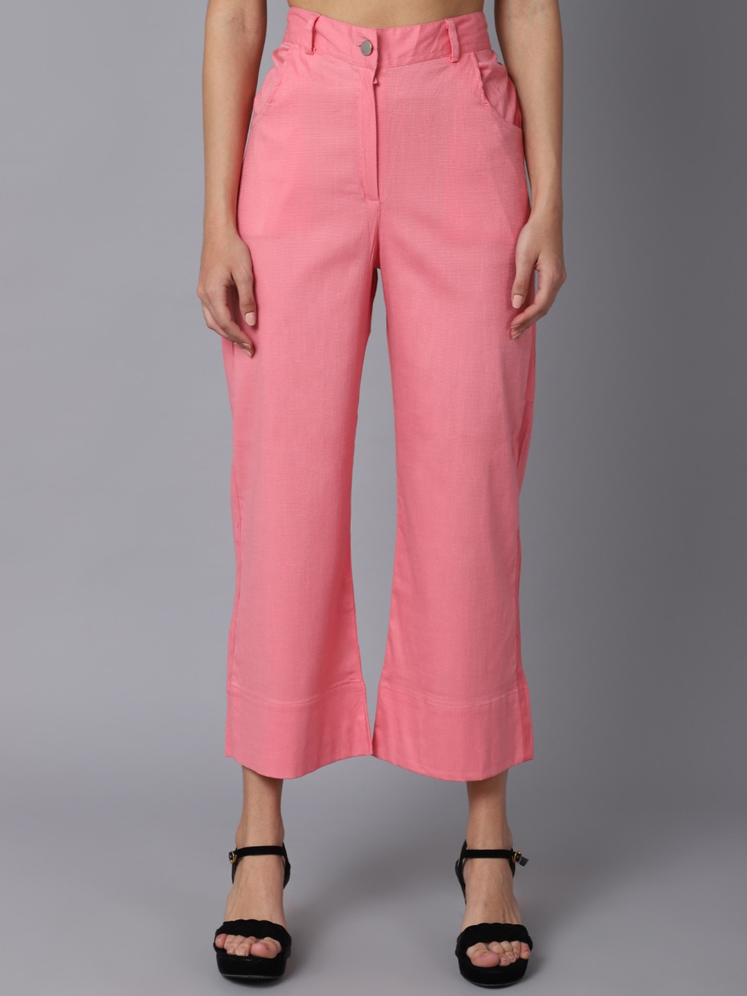

TAG 7 Women Pink Smart Flared Trousers