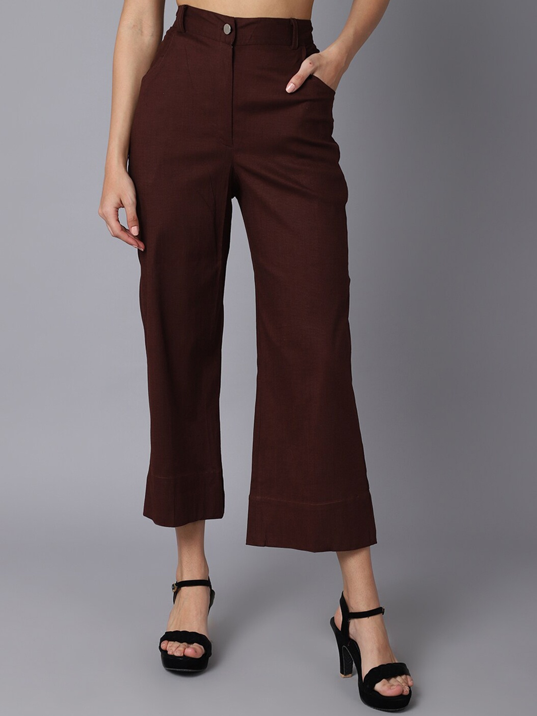 

TAG 7 Women Brown Smart Flared Culottes Trousers