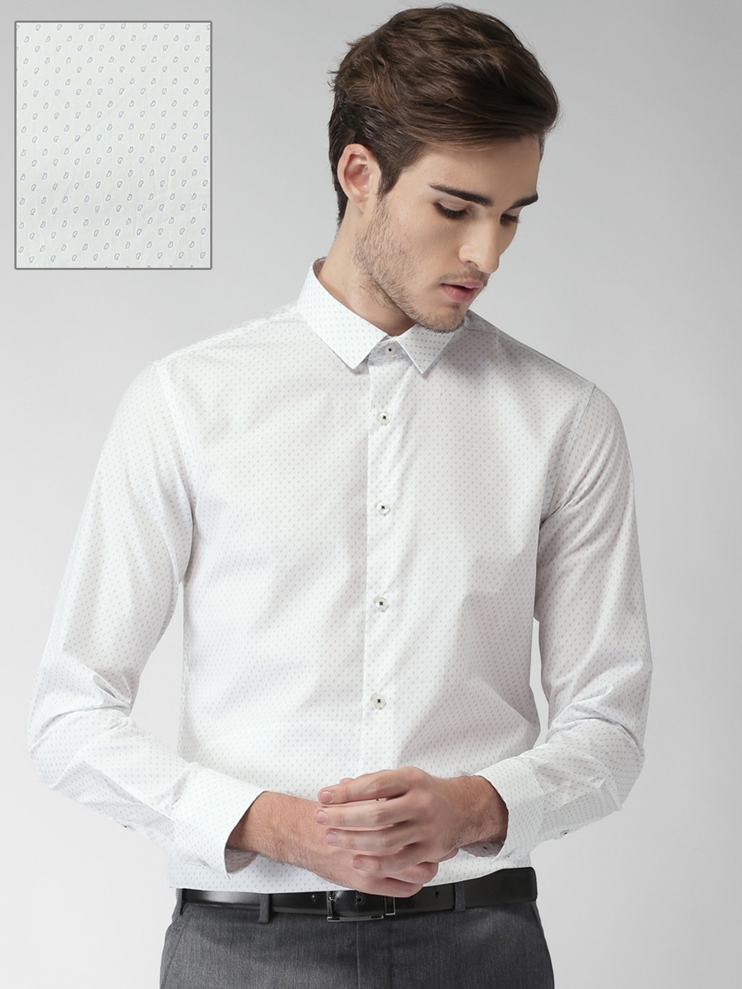 

U.S. Polo Assn. Tailored Men White Slim Fit Printed Formal Shirt