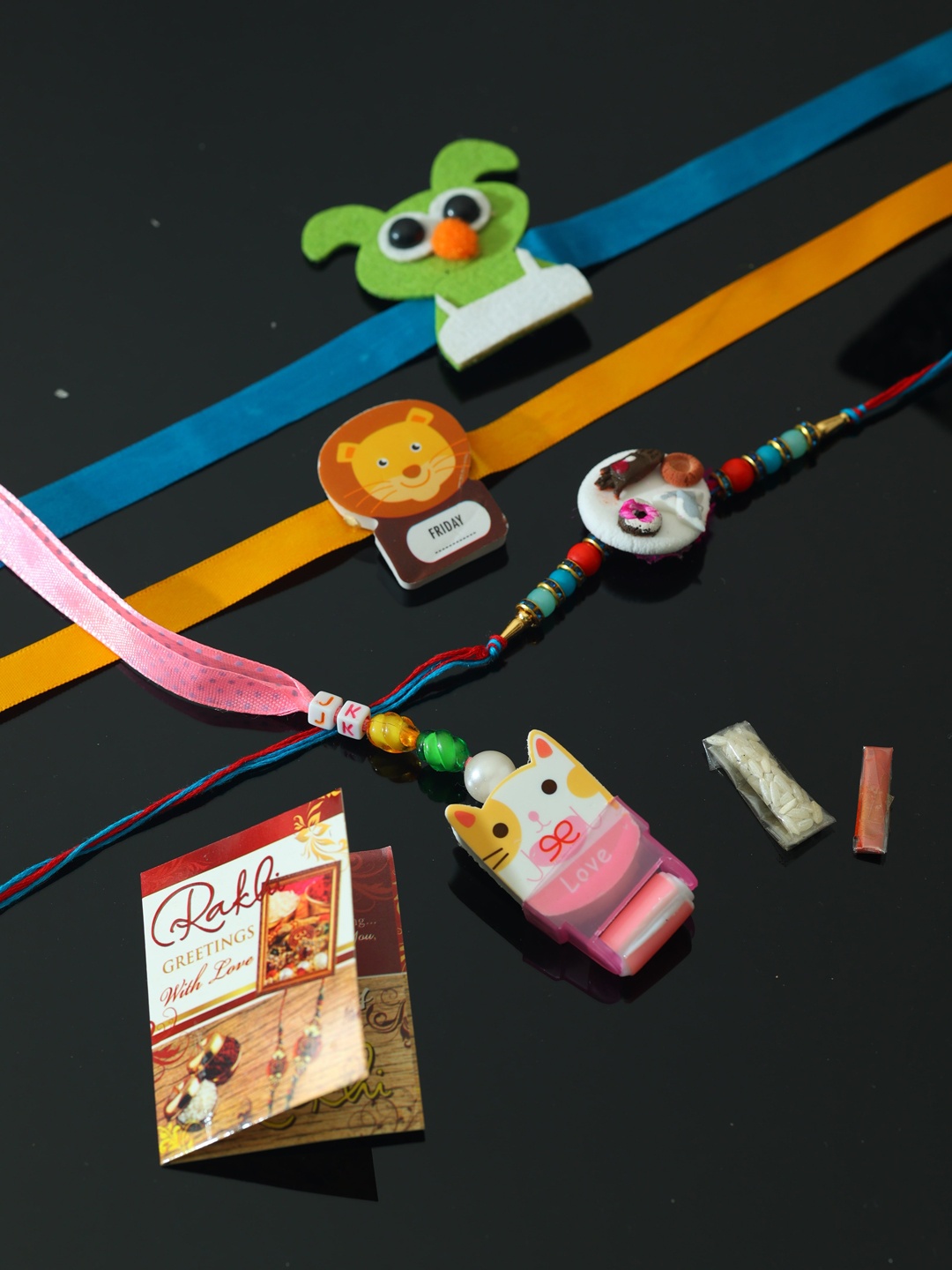 

PASSION PETALS Boys Pack of 4 Multicolored Thread Rakhi, Multi
