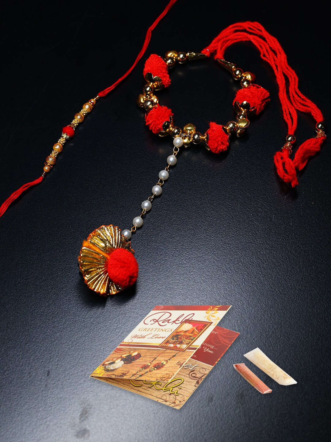

PASSION PETALS Red Bhaiya Bhabhi Rakhi Set