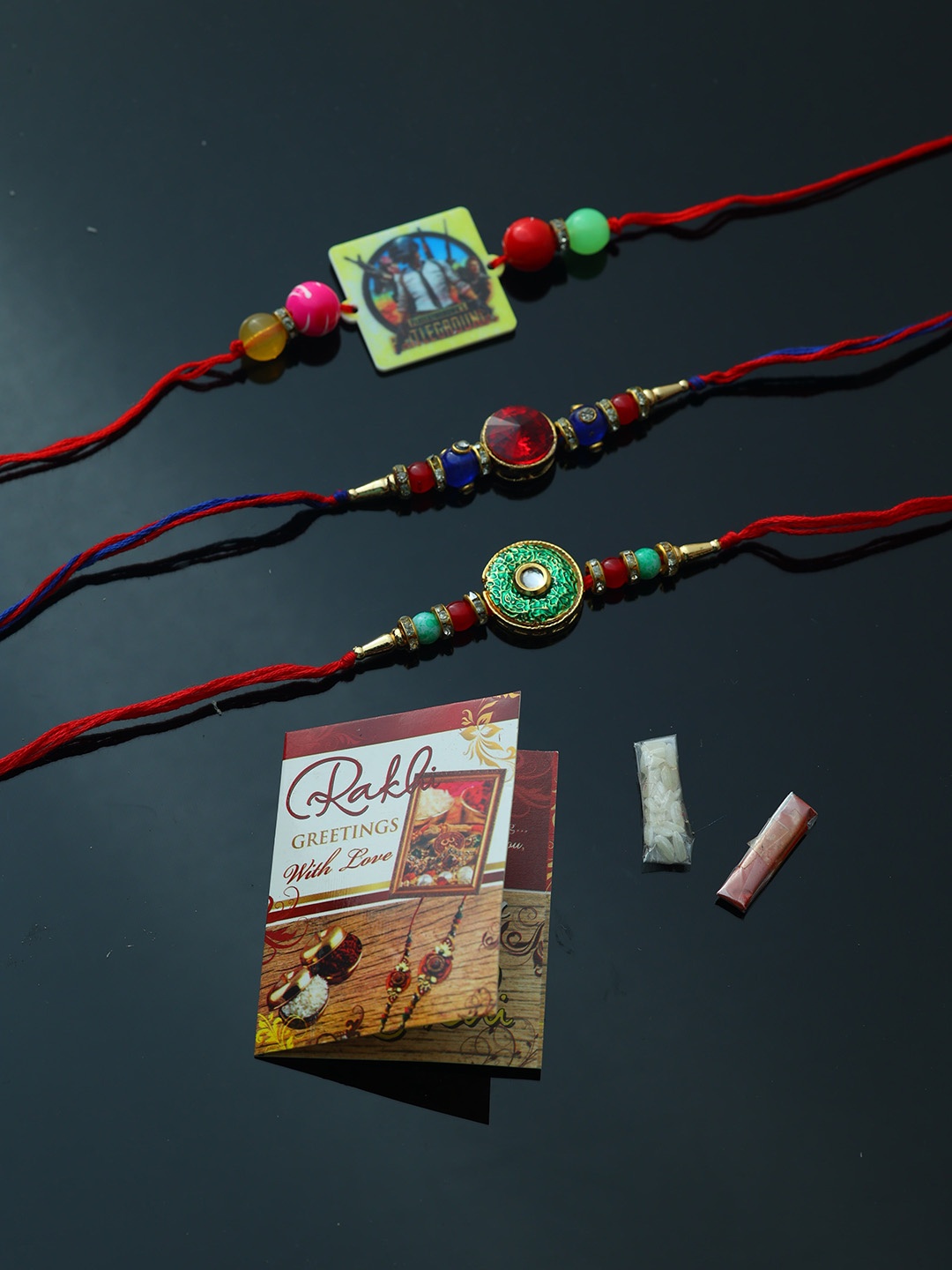 

PASSION PETALS Multicolored Pack of 3 Rakhi, Multi