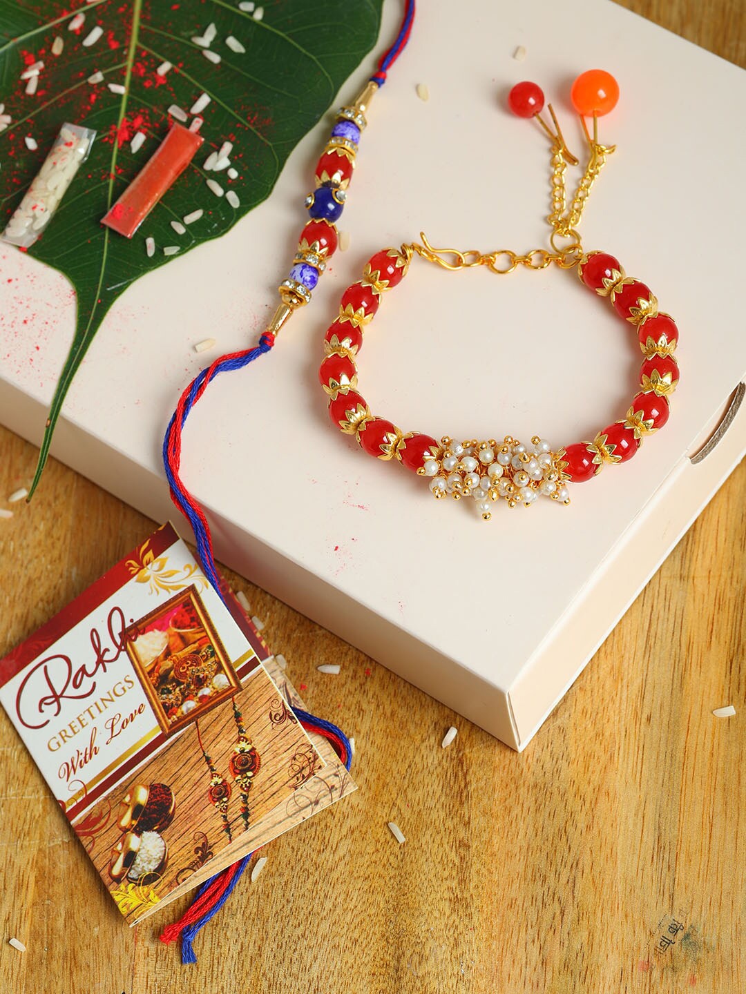 

PASSION PETALS Men Set of 2 Bhaiya Bhabhi Bracelet Style Rakhi, Multi