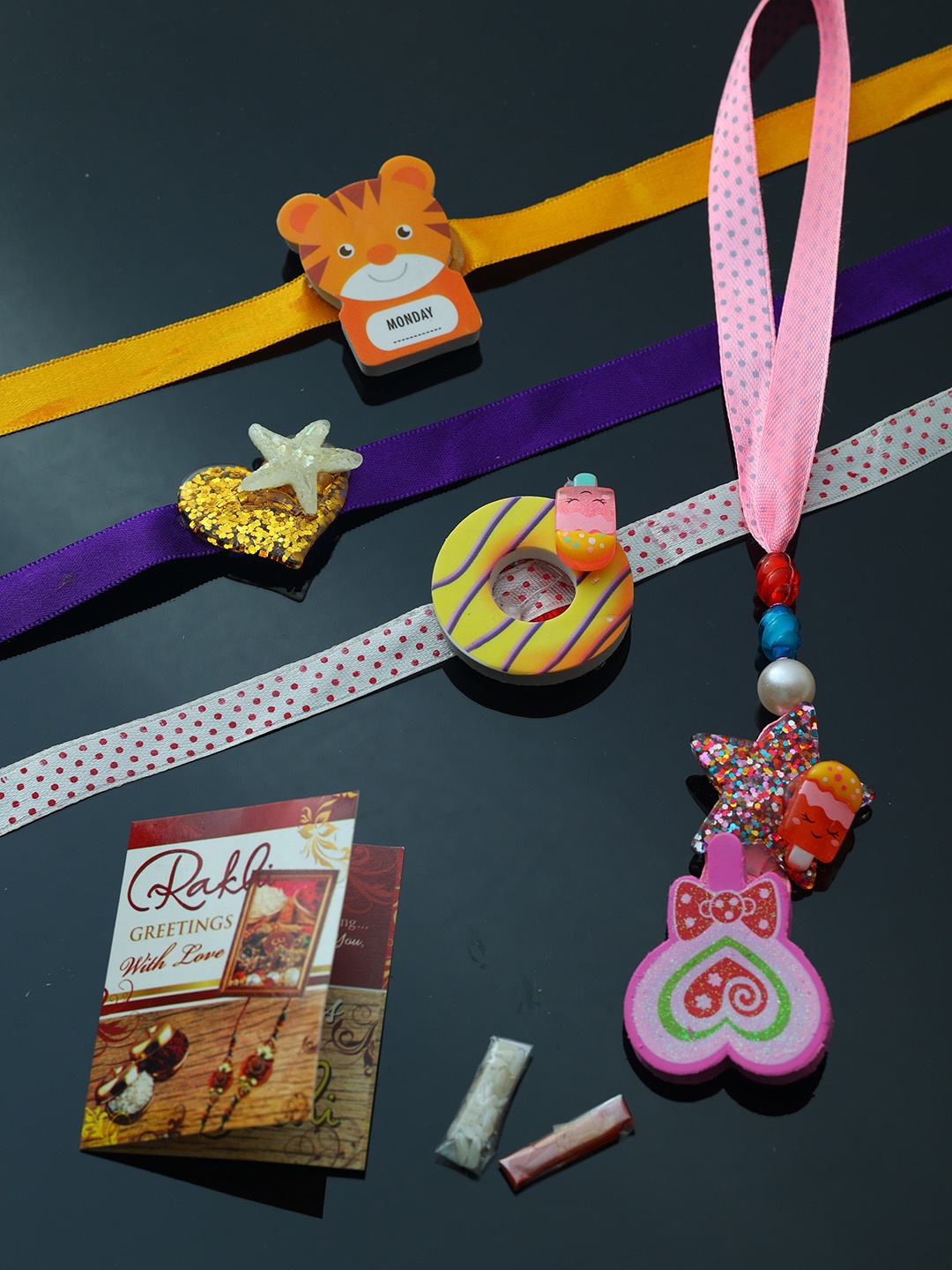 

PASSION PETALS Boys Set Of 4 Multicoloured Beaded Rakhis, Multi