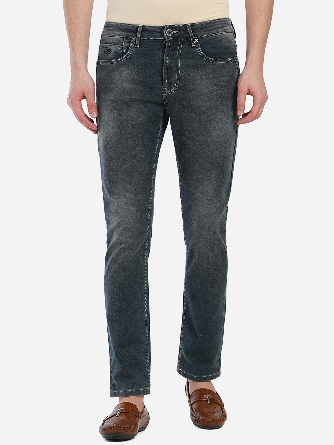 

JADE BLUE Men Grey Narrow Slim Fit Heavy Fade Jeans