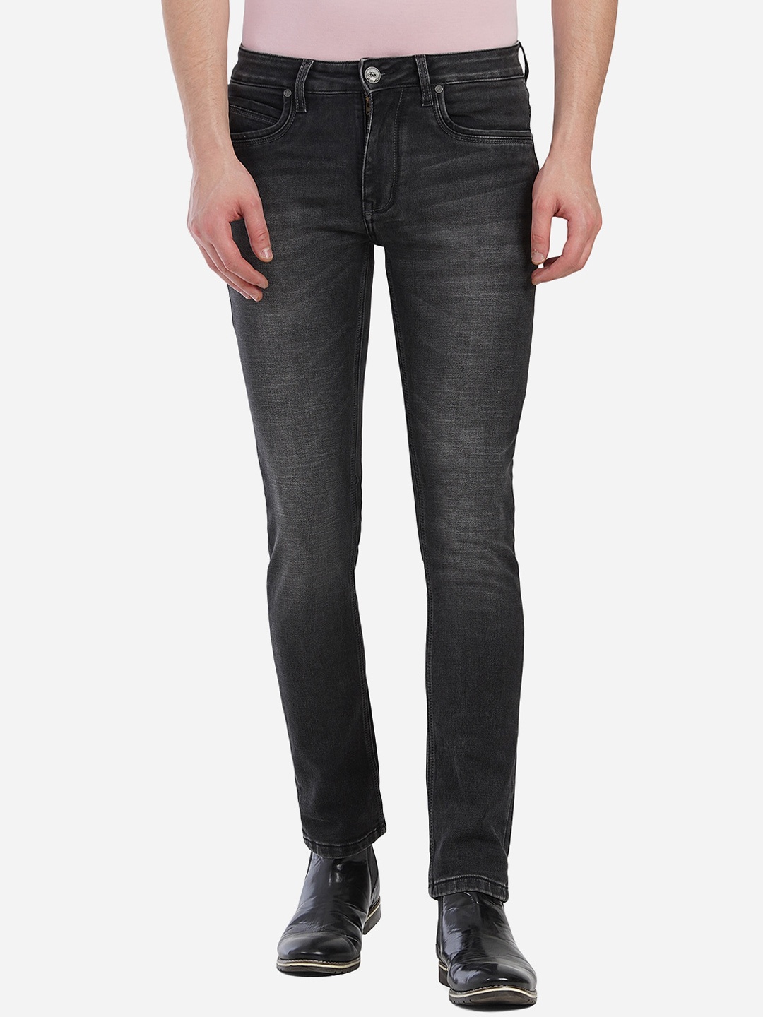 

JADE BLUE Men Grey Narrow Slim Fit Heavy Fade Jeans