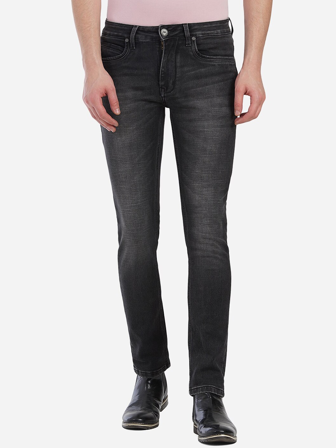 

JADE BLUE Men Grey Narrow Slim Fit Heavy Fade Jeans